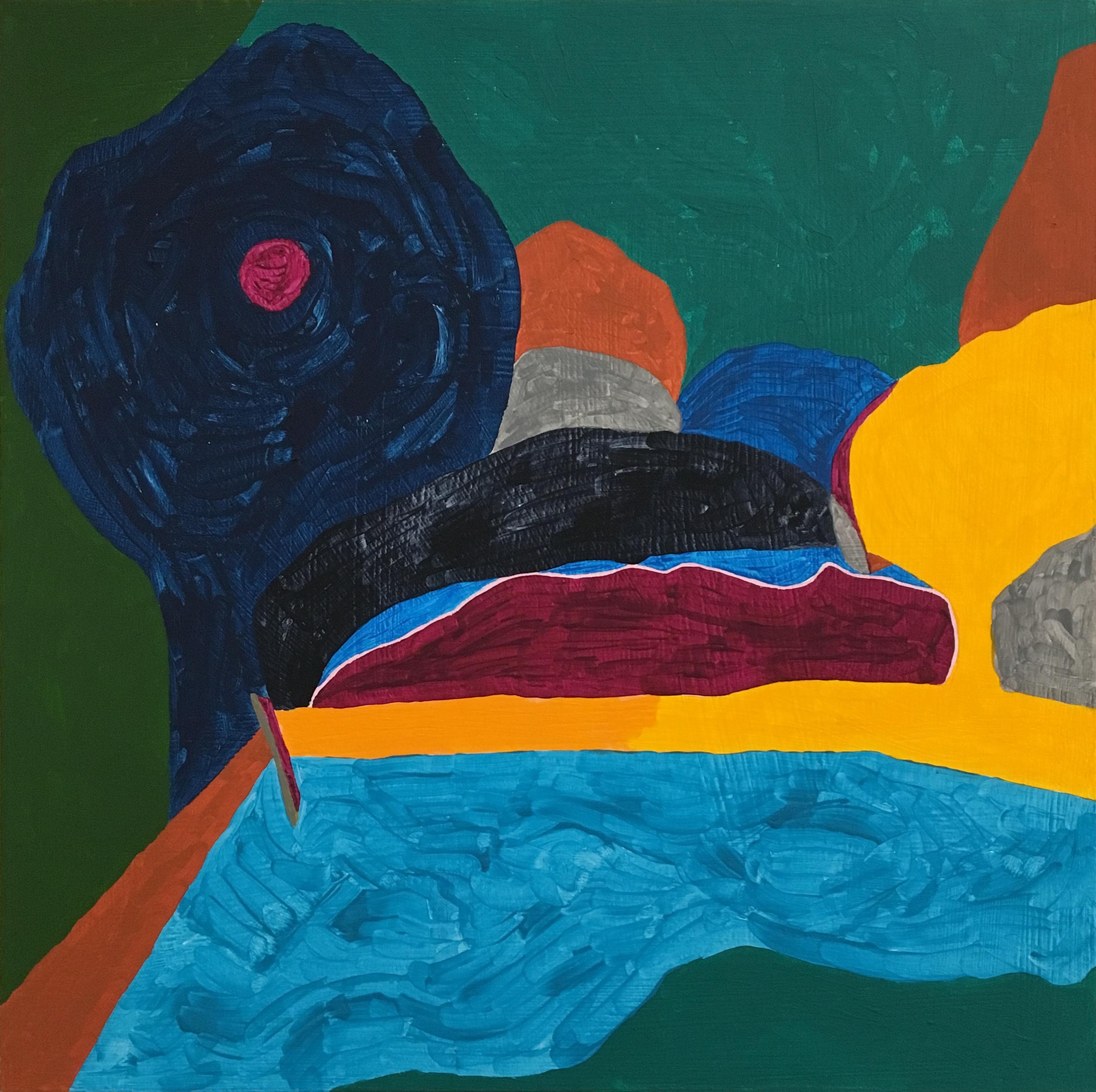 Recolección 142 (Montauk), colores oscuros, brillantes, paisaje, abstracto, textura