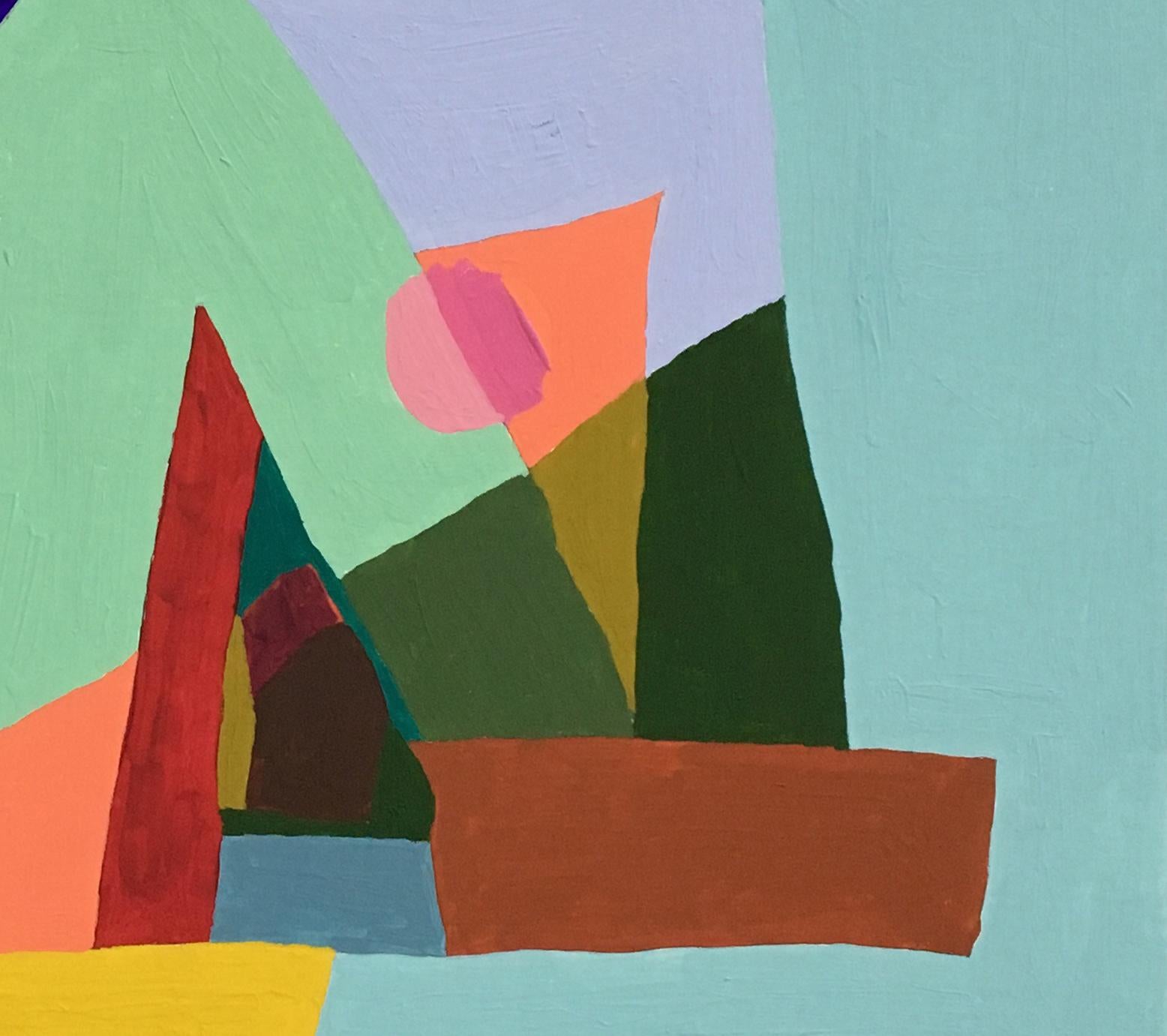 Recollection 146 (Montauk), bright colors, abstract, landscape, geometric - Blue Landscape Painting by Barbara Marks