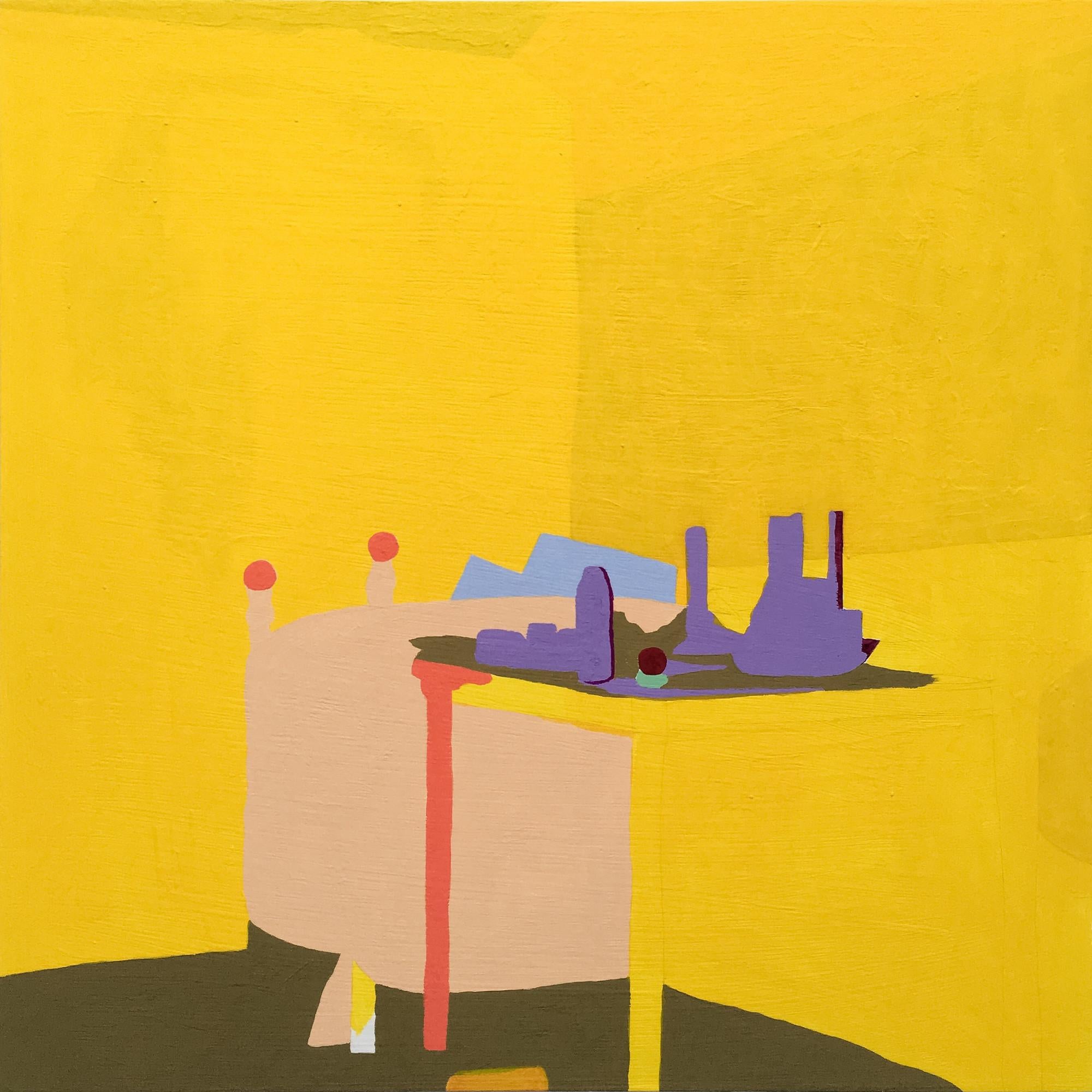 Recollection 50 (Mt. San Angelo), yellow abstract painting of home interior