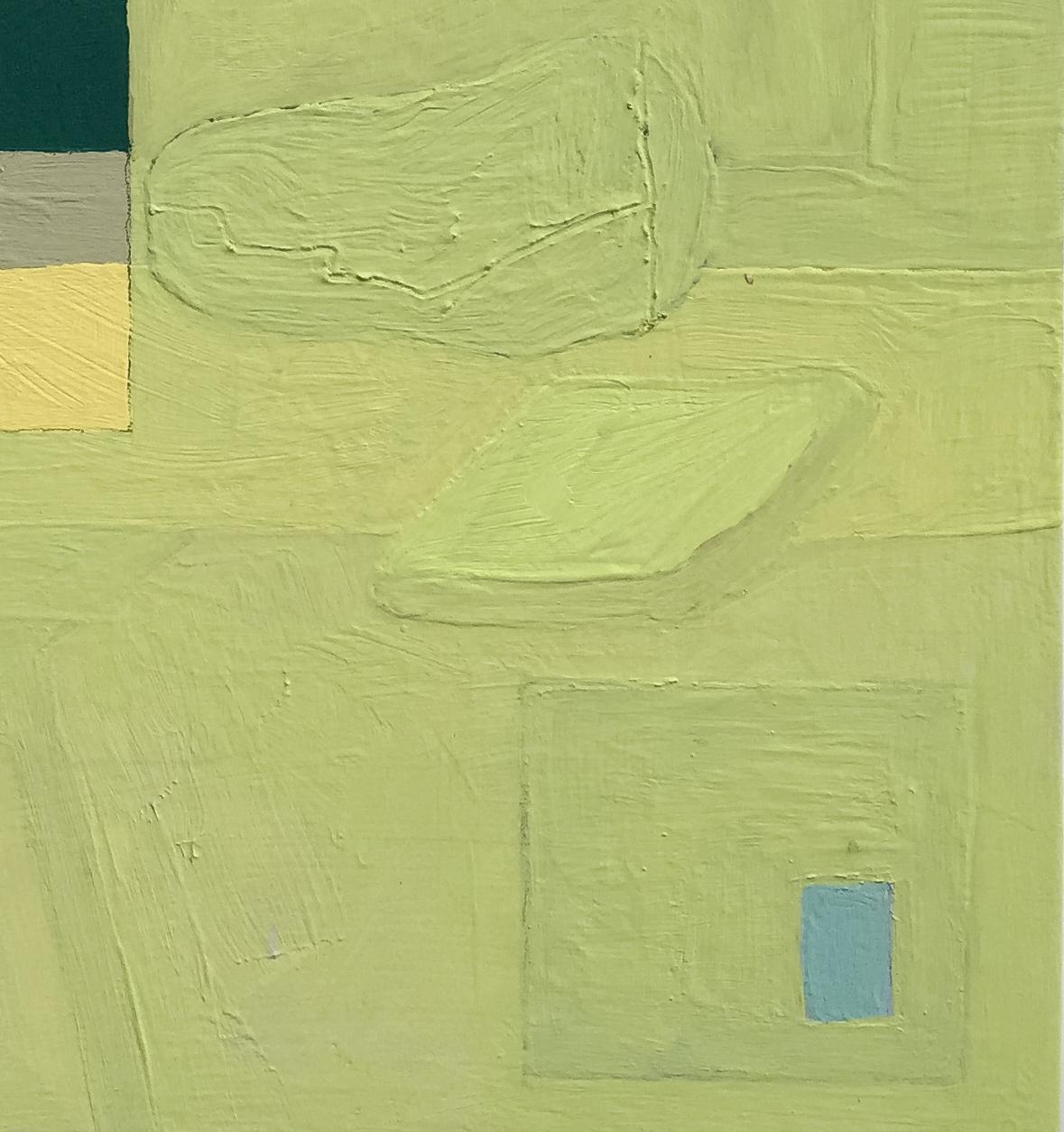 Recollection 6 (Vermont), pastello, verde, mini, astratto, geometrico - Painting Astratto di Barbara Marks