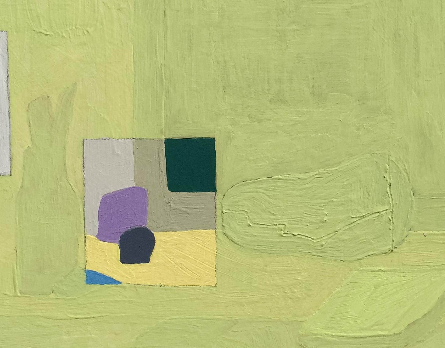 Recollection 6 (Vermont), pastello, verde, mini, astratto, geometrico - Abstract Painting Beige di Barbara Marks