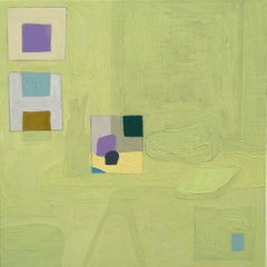 Recolección 6 (Vermont), pastel, verde, mini, abstracto, geométrico