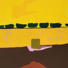 Recollection 60 (Stony Creek), yellow painting of abstracted interior, home