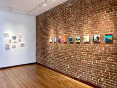 Recollection 62 (Stony Creek), purple and red abstract painting on panel