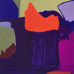 Recollection 62 (Stony Creek), purple and red abstract painting on panel