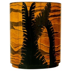 Barbara Mastroianni, Contemporary Inlaid Demi-Lune Cabinet with Palm Leaf Motif