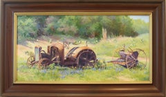 "WILLOW CITY STILL LIFE" MODEL T TRACTOR TEXAS LANDSCAPE  22 x 36 Framed size