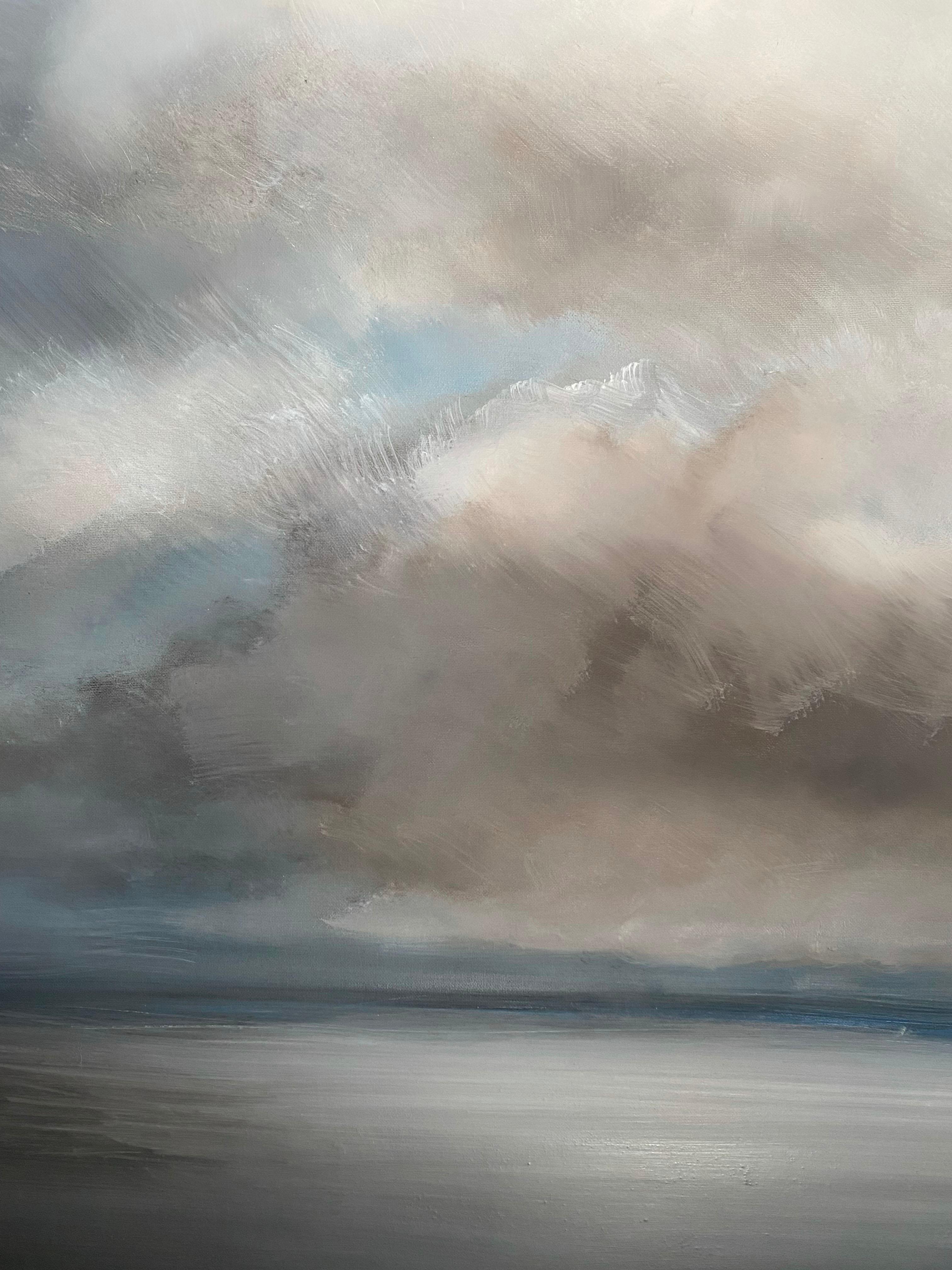 Oltremare 11 - Gris Landscape Painting par Barbara Nahmad