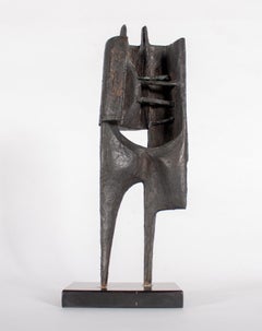 Joined Figures, Brutalist Bronze Figural Abstract Sculpture, Mid 20th Century