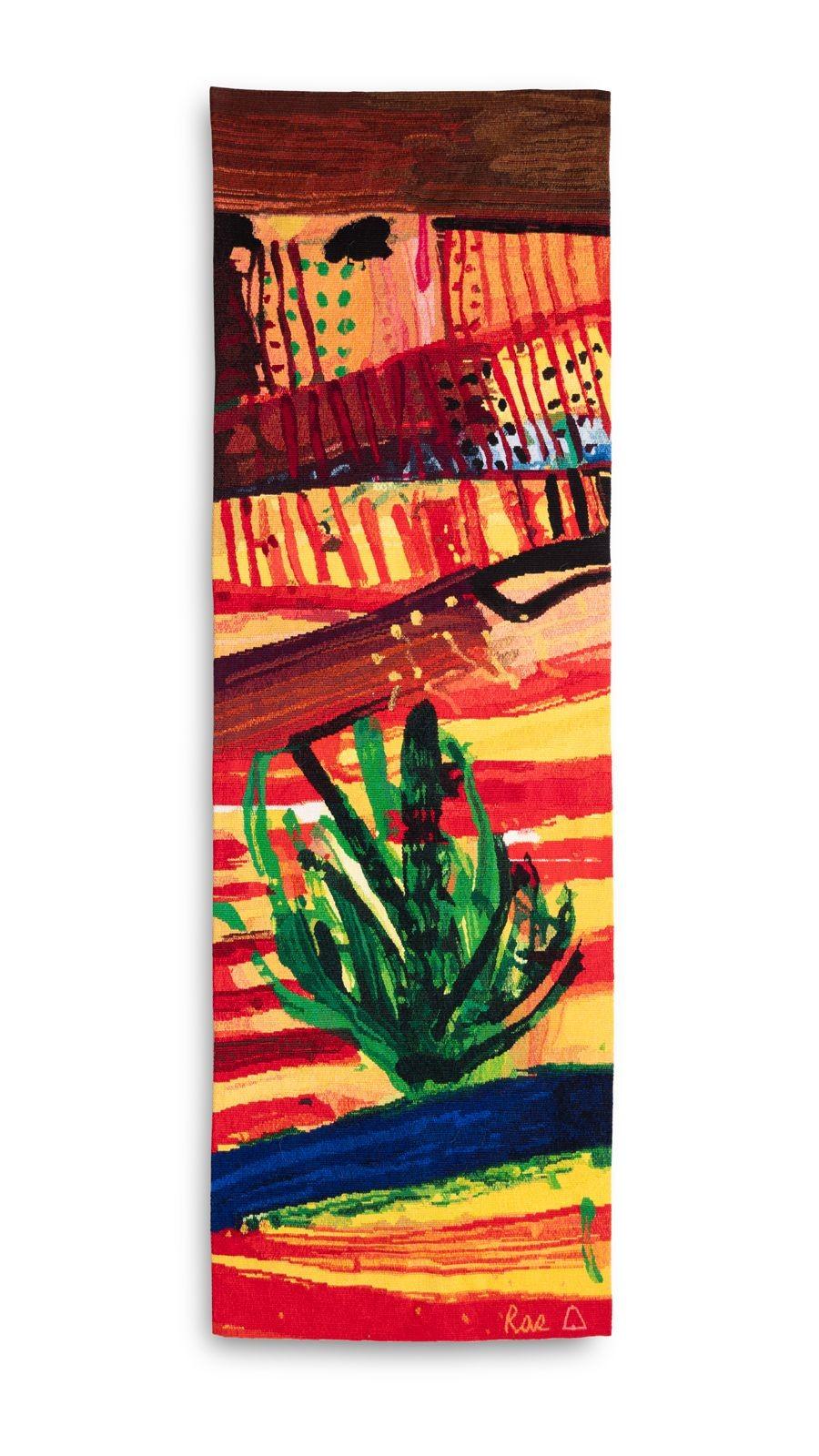 Privately commissioned directly from the artist this custom handwoven wool and cotton tapestry is titled Olive Terraces, Zahara, after Barbara Rae's painting by the same name. Woven Haute Lisse using a High Warp Loom at Dovecot Studios in Edinburgh