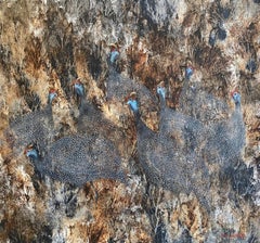 Spotted Confusion, Wildlife Painting of Guinea Fowls