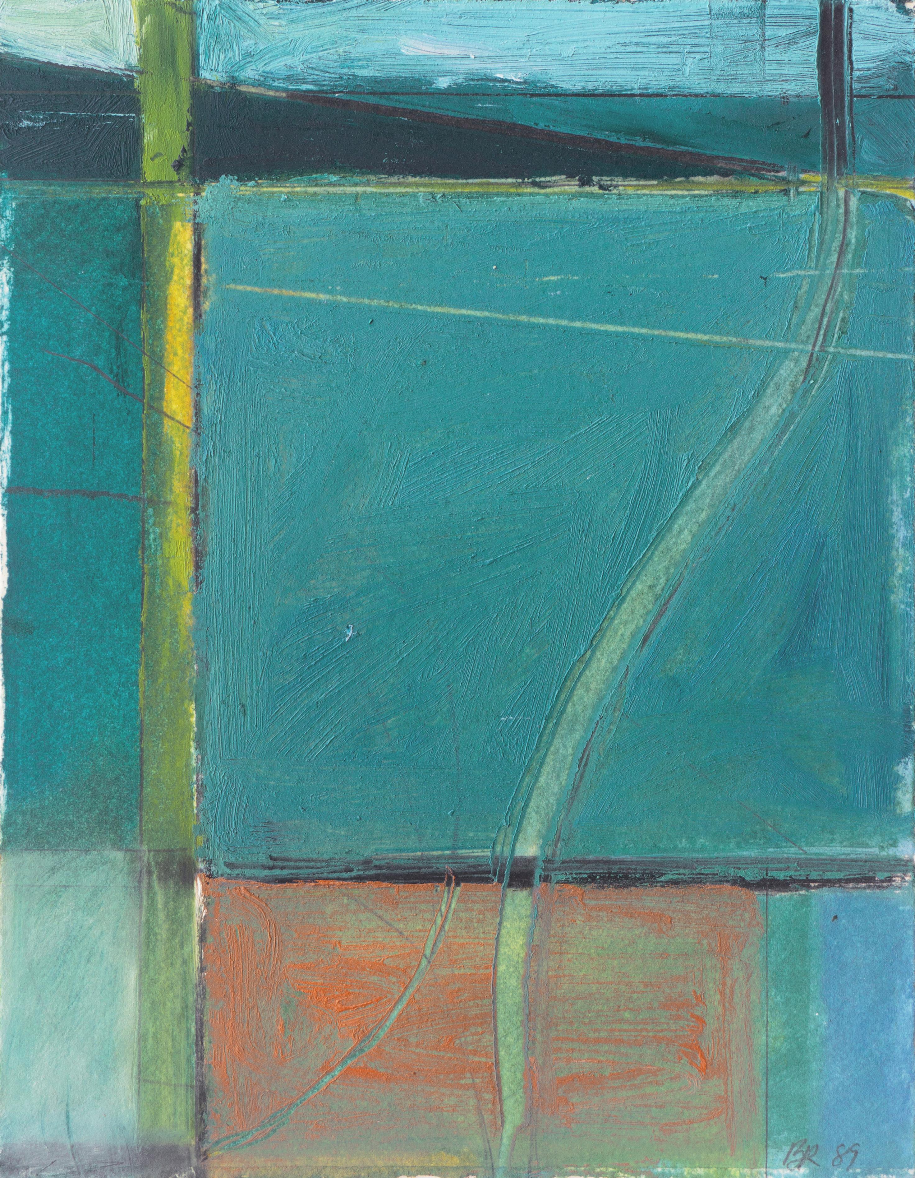 Landscape Painting di Barbara Rainforth - 'Abstract in Jade', Bay Area Abstraction, Woman artist, SFMOMA, Oakland Museum