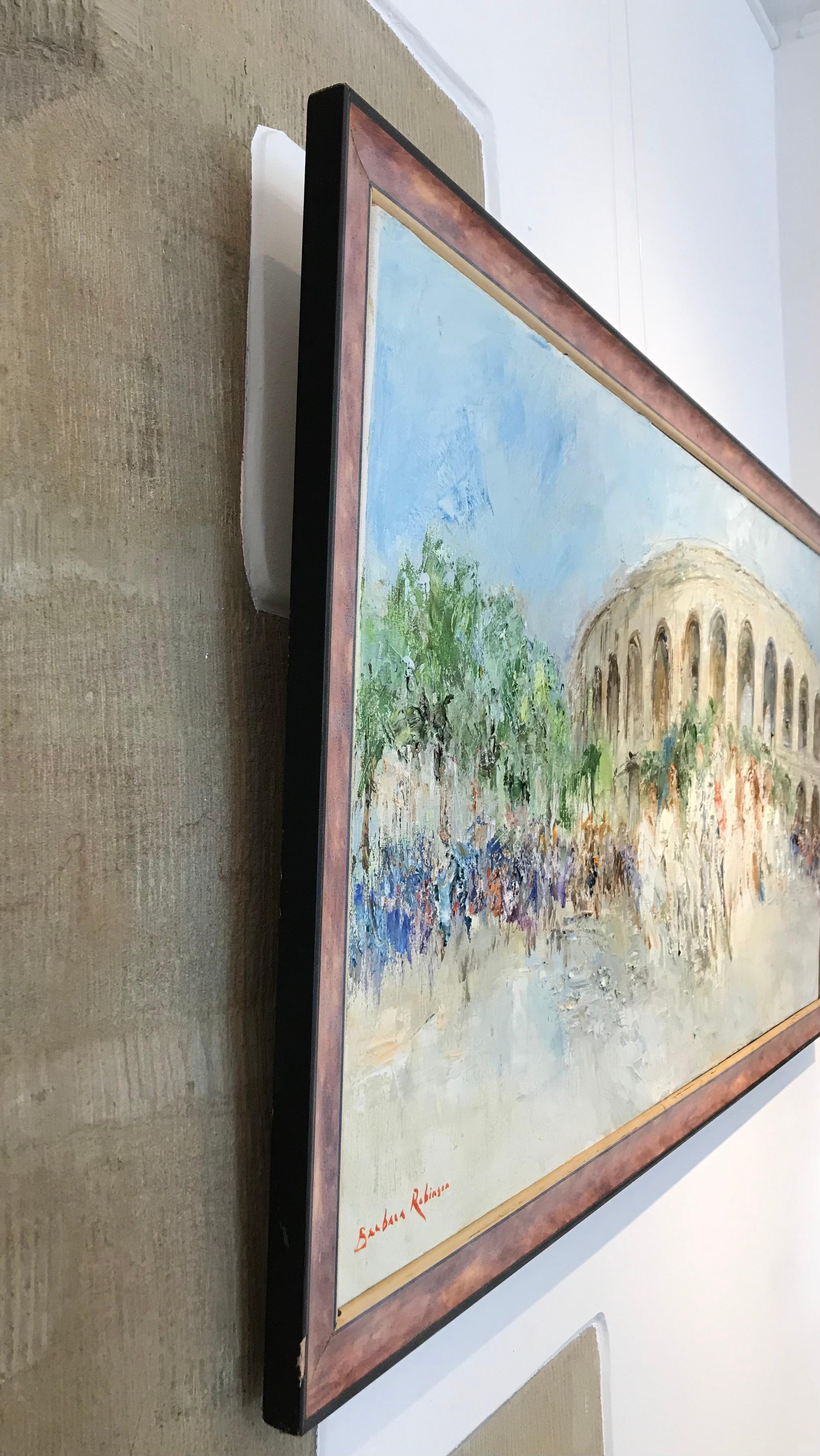A Manade in Arles by Barbara Robinson - Oil on canvas 50x100 cm For Sale 3