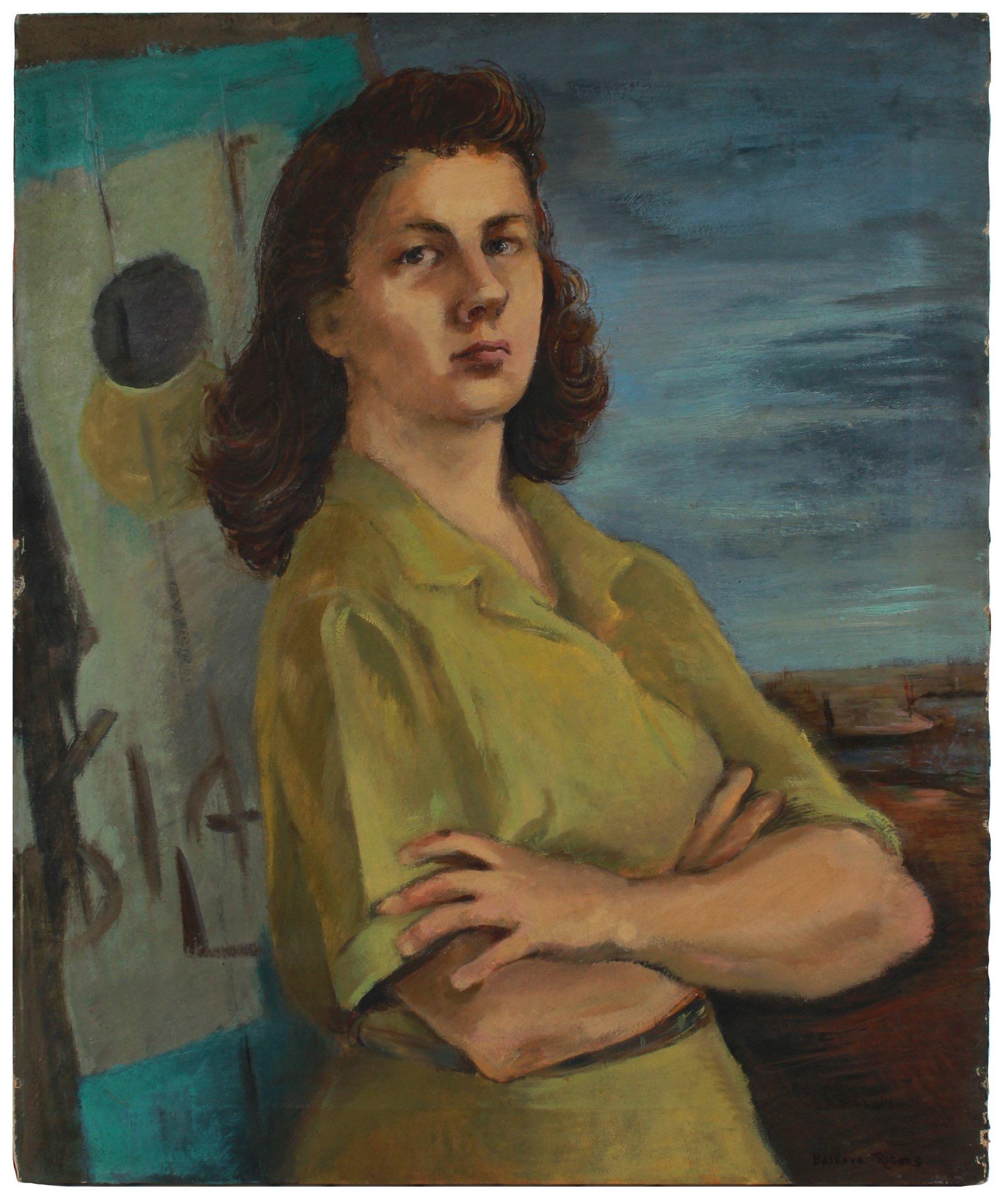 Barbara Rogers Houseworth Figurative Painting - Intense Portrait of a Woman 1944-45 Oil