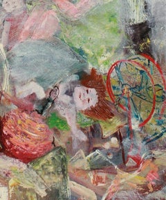 Still Life with Toys & Doll 1950s Oil
