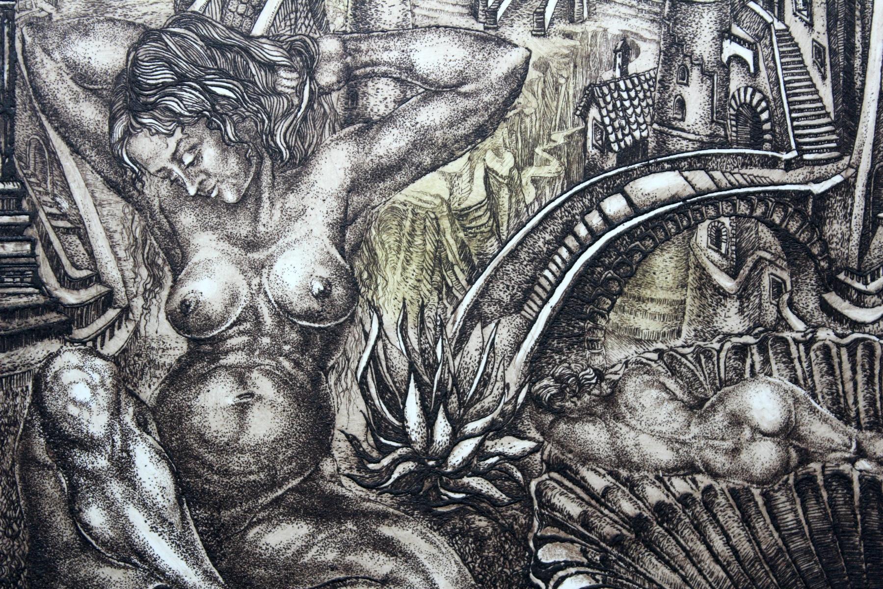 Despertar - Siglo XX, Grabado al aguafuerte figurativo, Desnudo, Paisaje, Fantasía - Print Otro estilo de arte de Barbara Rosiak