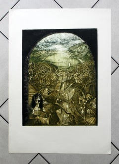 Labyrinth of dreams - XX Century, Figurative Etching Print, Landscape, Animal