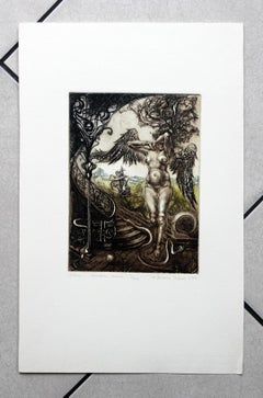 Temptation - XX Century, Figurative Etching Print, Nude, Landscape, Fantasy