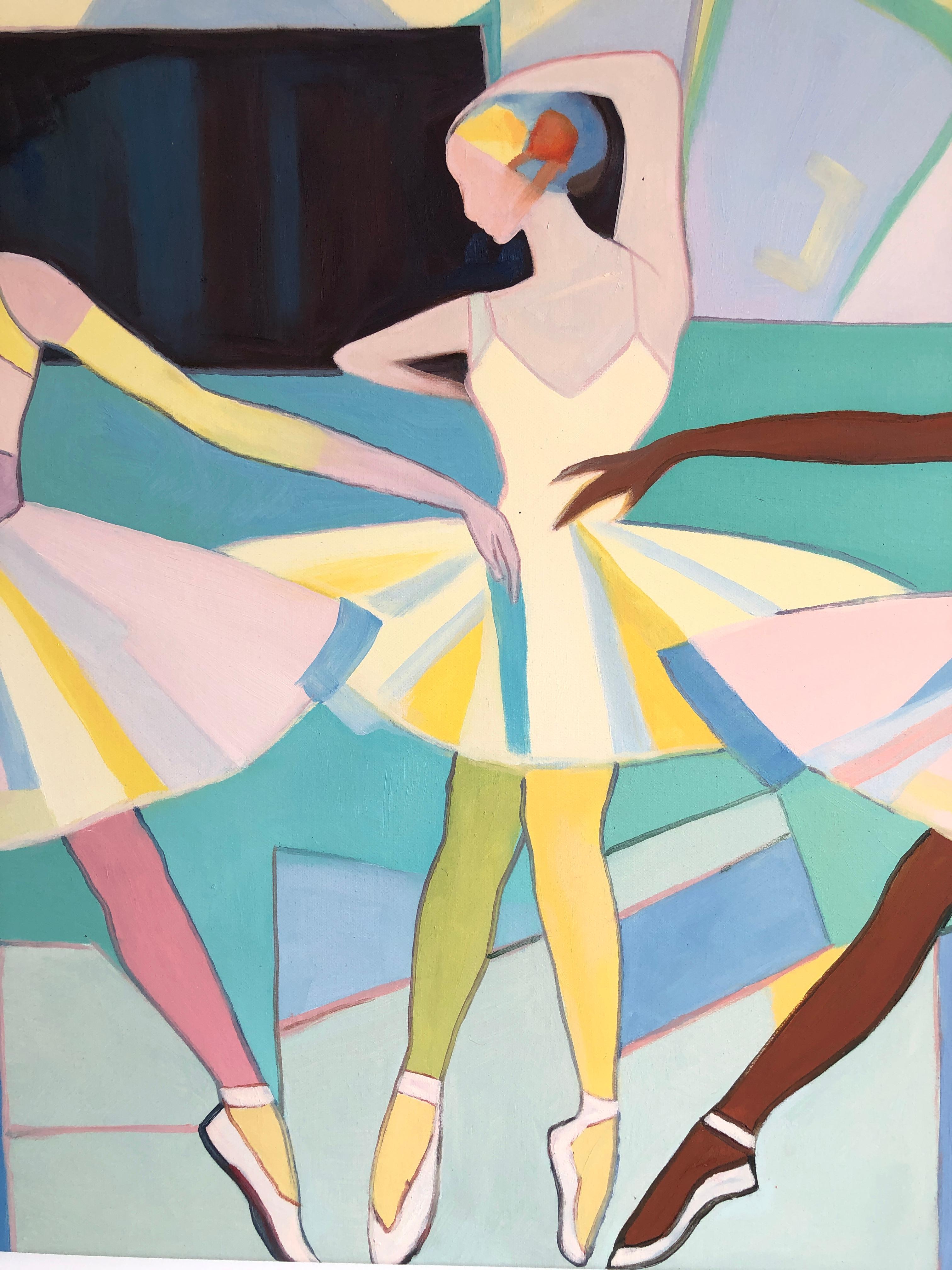 Una coreografia di luce e grazia - B.Schaumann - Danzatori contemporanei che dipingono - Figurative Painting Grigio di Barbara Schaumann