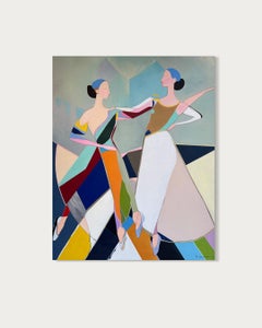 Une conversation en rythme I. A. B. - Peinture contemporaine de danseurs abstraits
