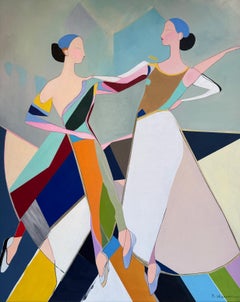 Une conversation en rythme I. A. B. - Peinture contemporaine de danseurs abstraits