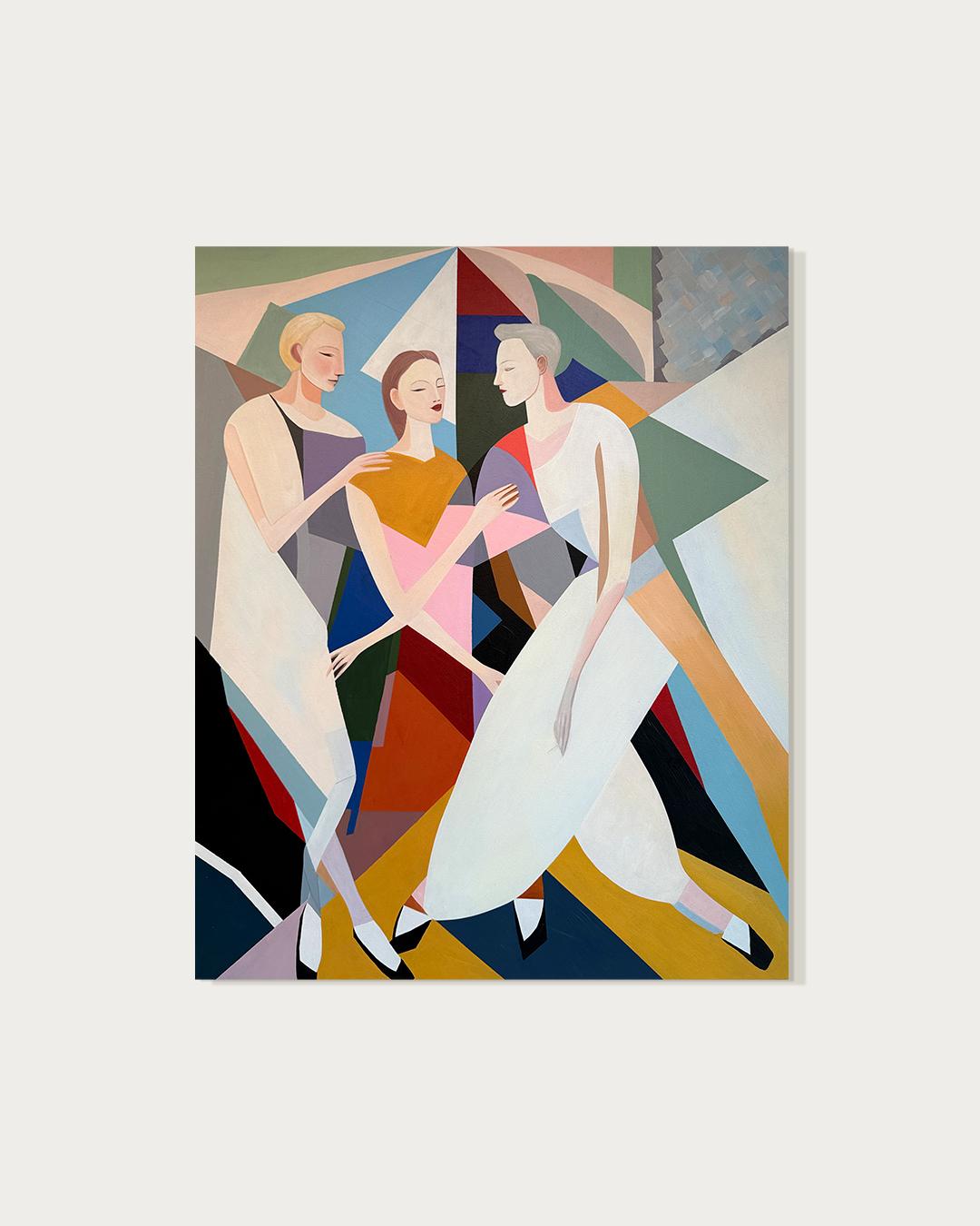 A dance without words by B.Schaumann Contemporary Ballet Dancers Painting - Beige Figurative Painting by Barbara Schaumann