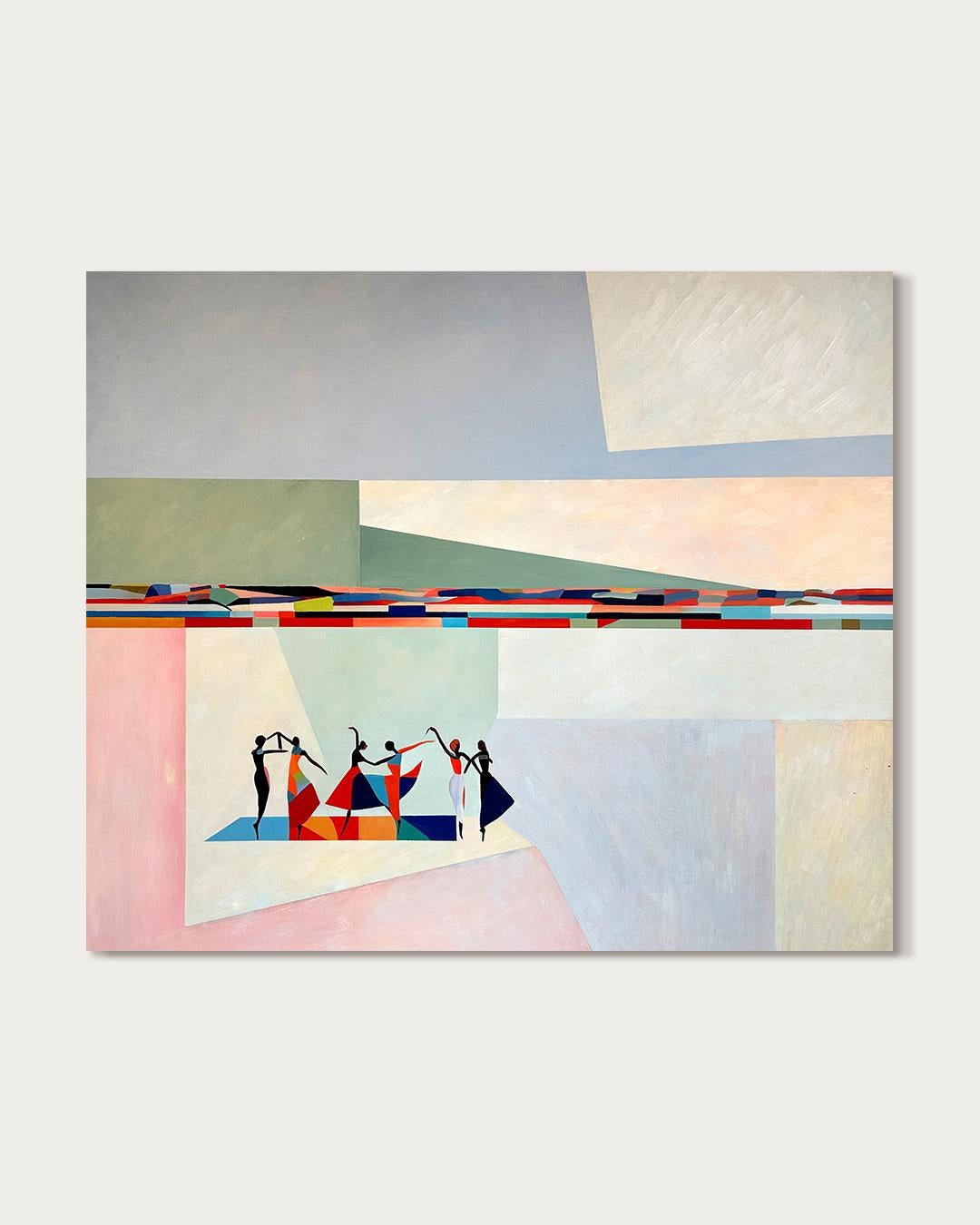 A Song in motion by B. Schaumann - Contemporary Abstract Dancers Painting - Abstract Painting Gris de Barbara Schaumann