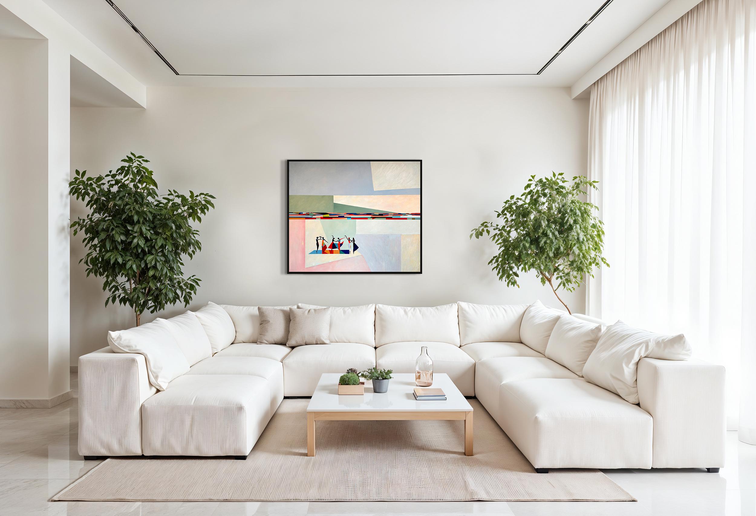 Barber Schaumann es una artista contemporánea conocida por sus vibrantes interpretaciones abstractas de la forma femenina. Su obra combina colores llamativos con formas geométricas modernas, mezclando elementos del cubismo y la abstracción. Las