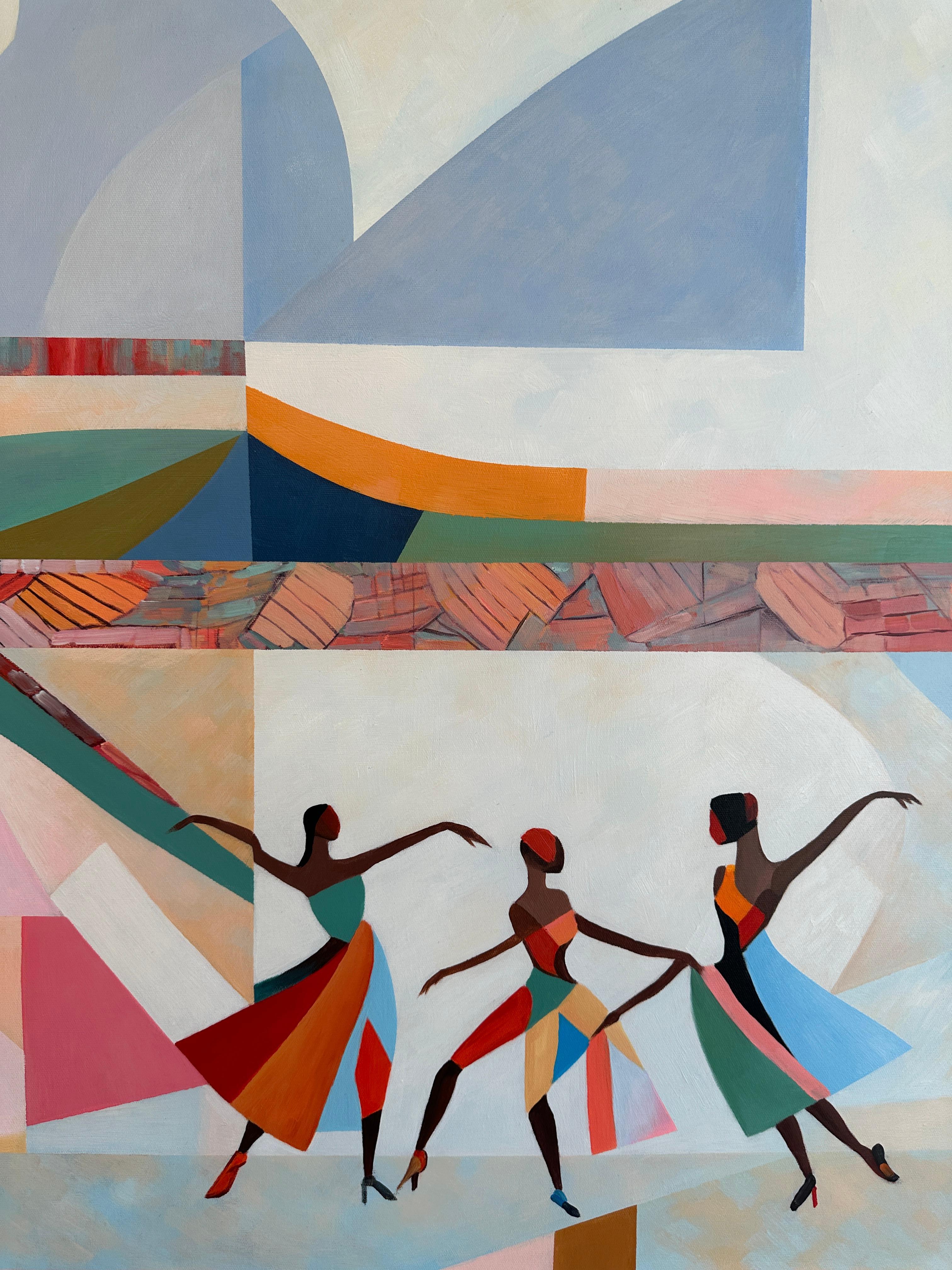 A Tapestry of Movement by B. Schaumann - Contemporary Abstract Dancers Painting 7