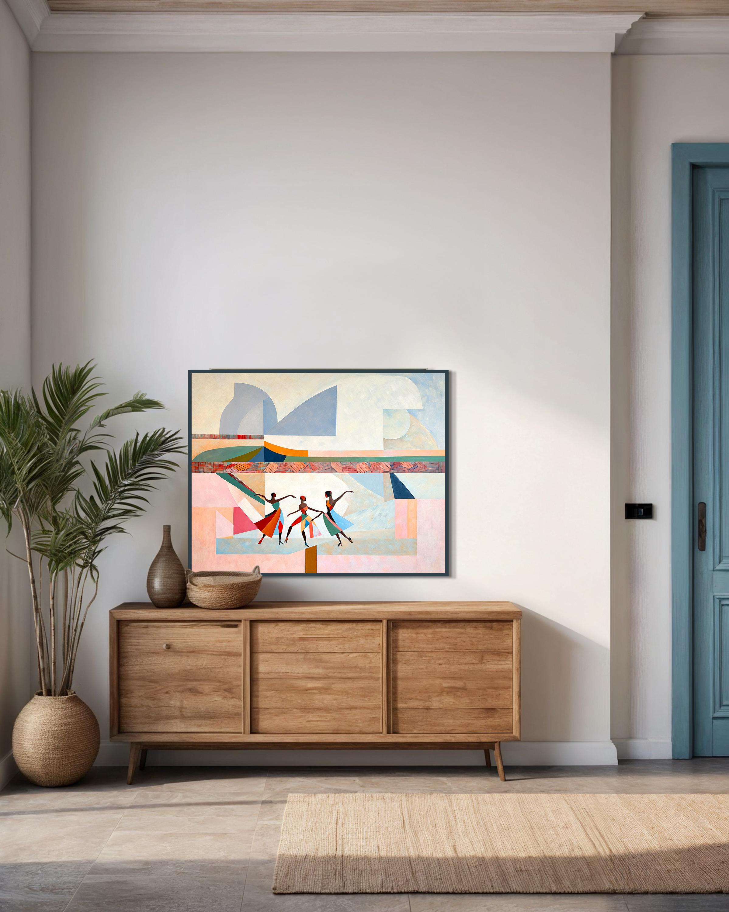 A Tapestry of Movement by B. Schaumann - Contemporary Abstract Dancers Painting 8