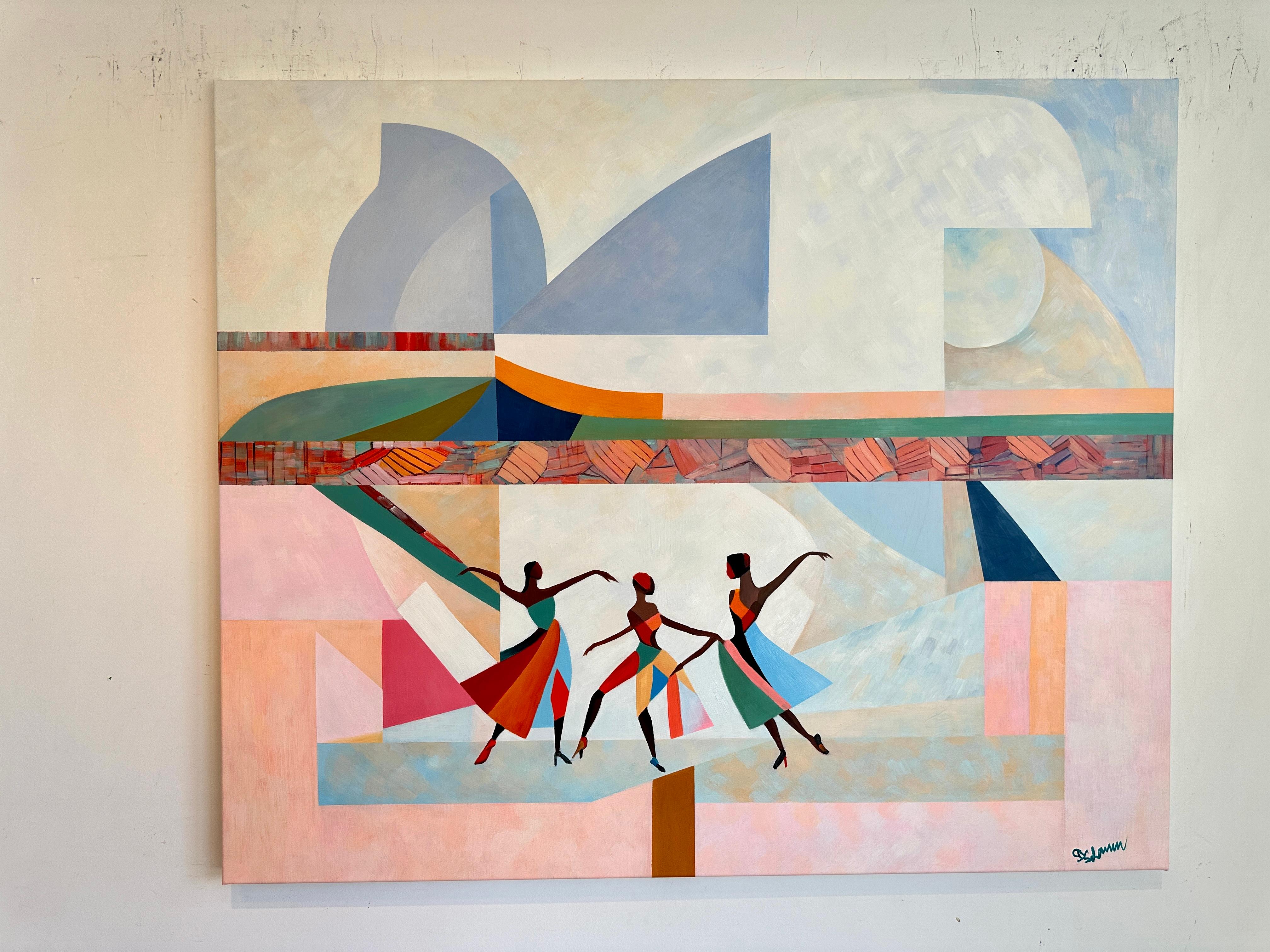 A Tapestry of Movement by B. Schaumann - Contemporary Abstract Dancers Painting en venta 9