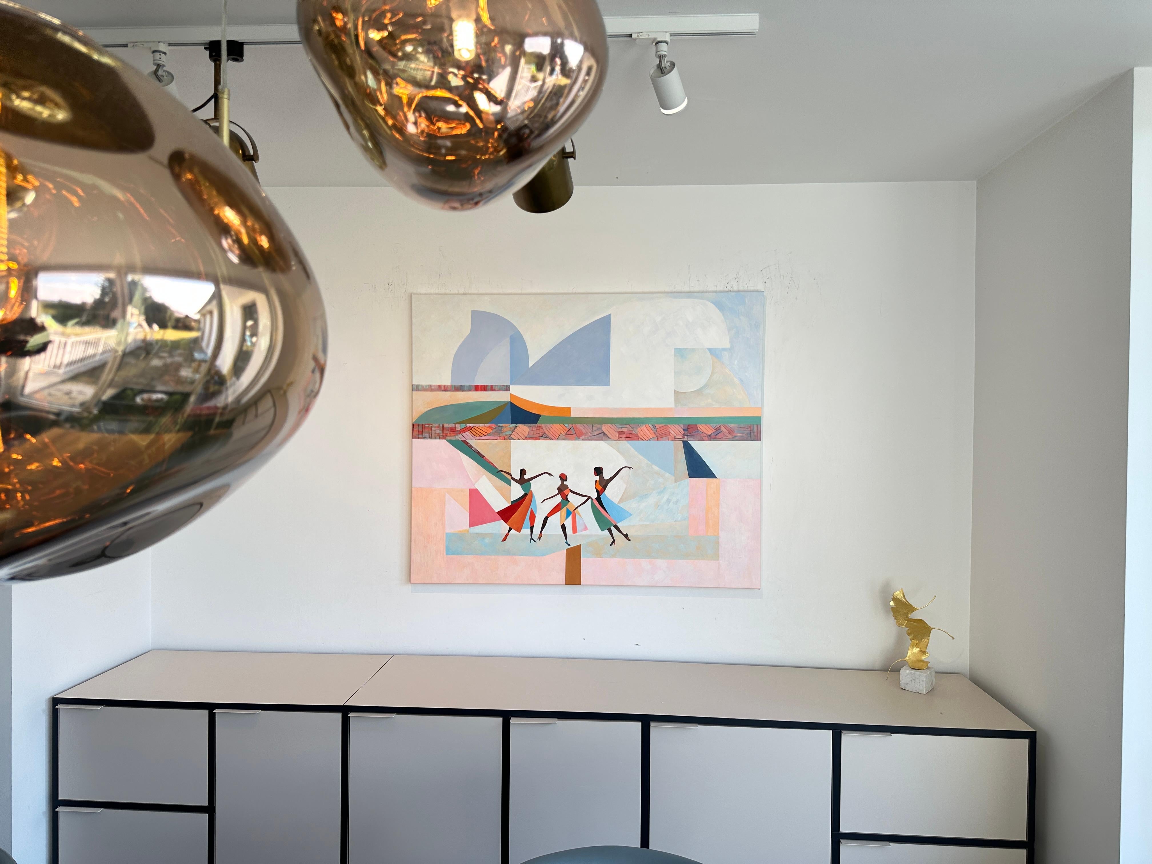 A Tapestry of Movement by B. Schaumann - Contemporary Abstract Dancers Painting en venta 1