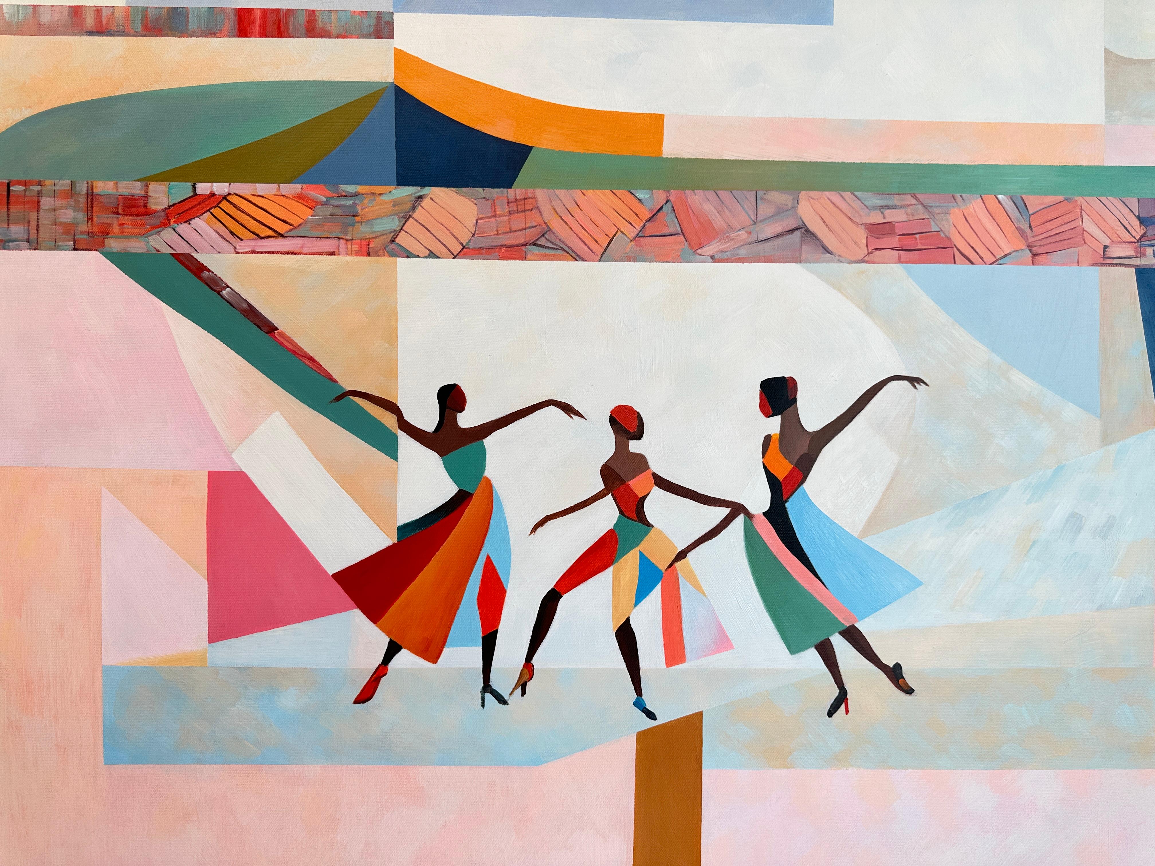 A Tapestry of Movement by B. Schaumann - Contemporary Abstract Dancers Painting 4