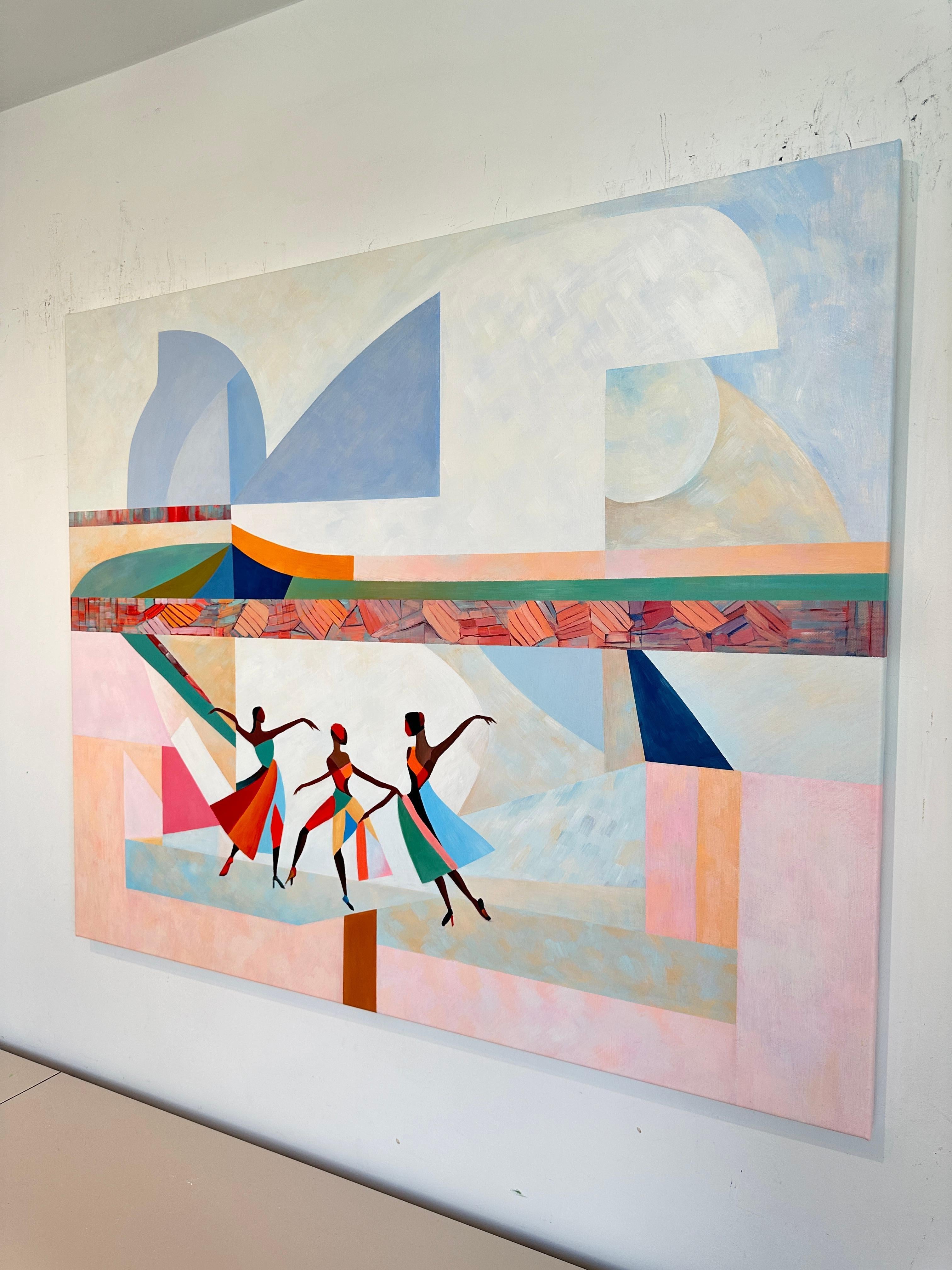 A Tapestry of Movement by B. Schaumann - Contemporary Abstract Dancers Painting 5