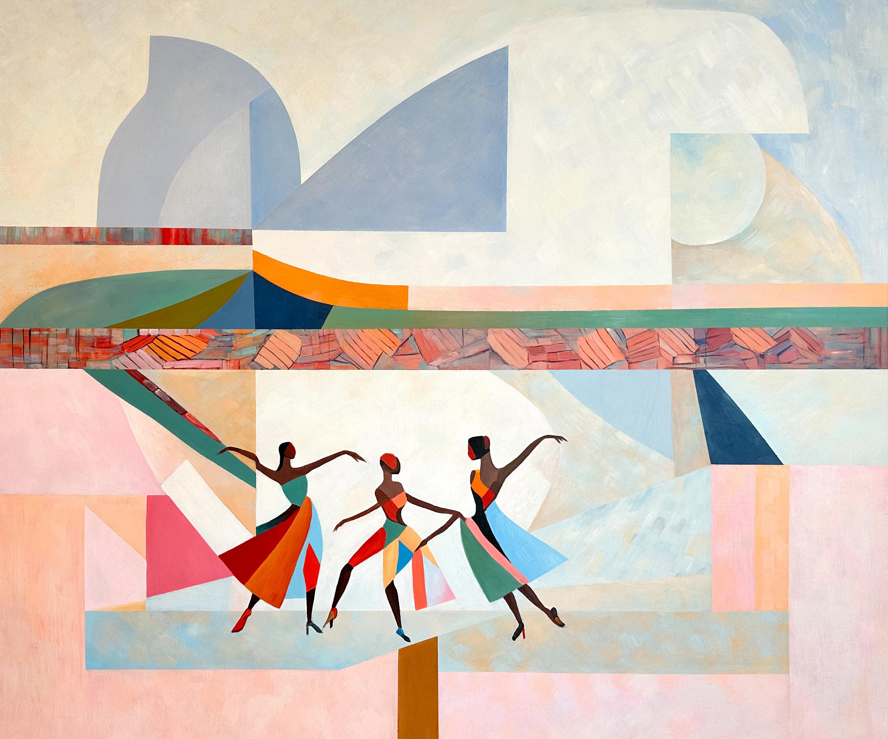 A Tapestry of Movement by B. Schaumann - Contemporary Abstract Dancers Painting