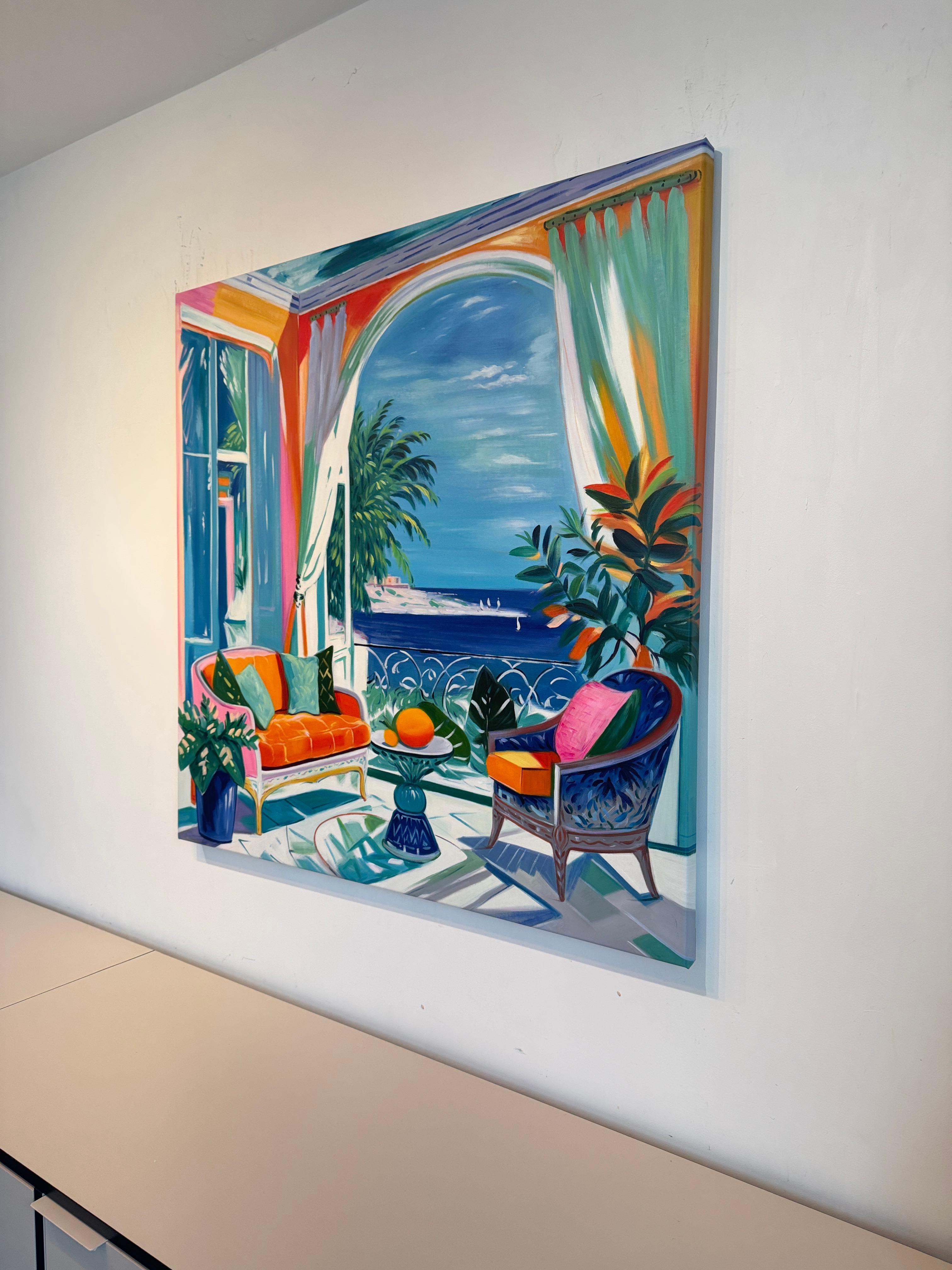 Tanz der sonnenbeschienenen Ufer - B.Schaumann Zeitgenössische Architekturmalerei im Angebot 6