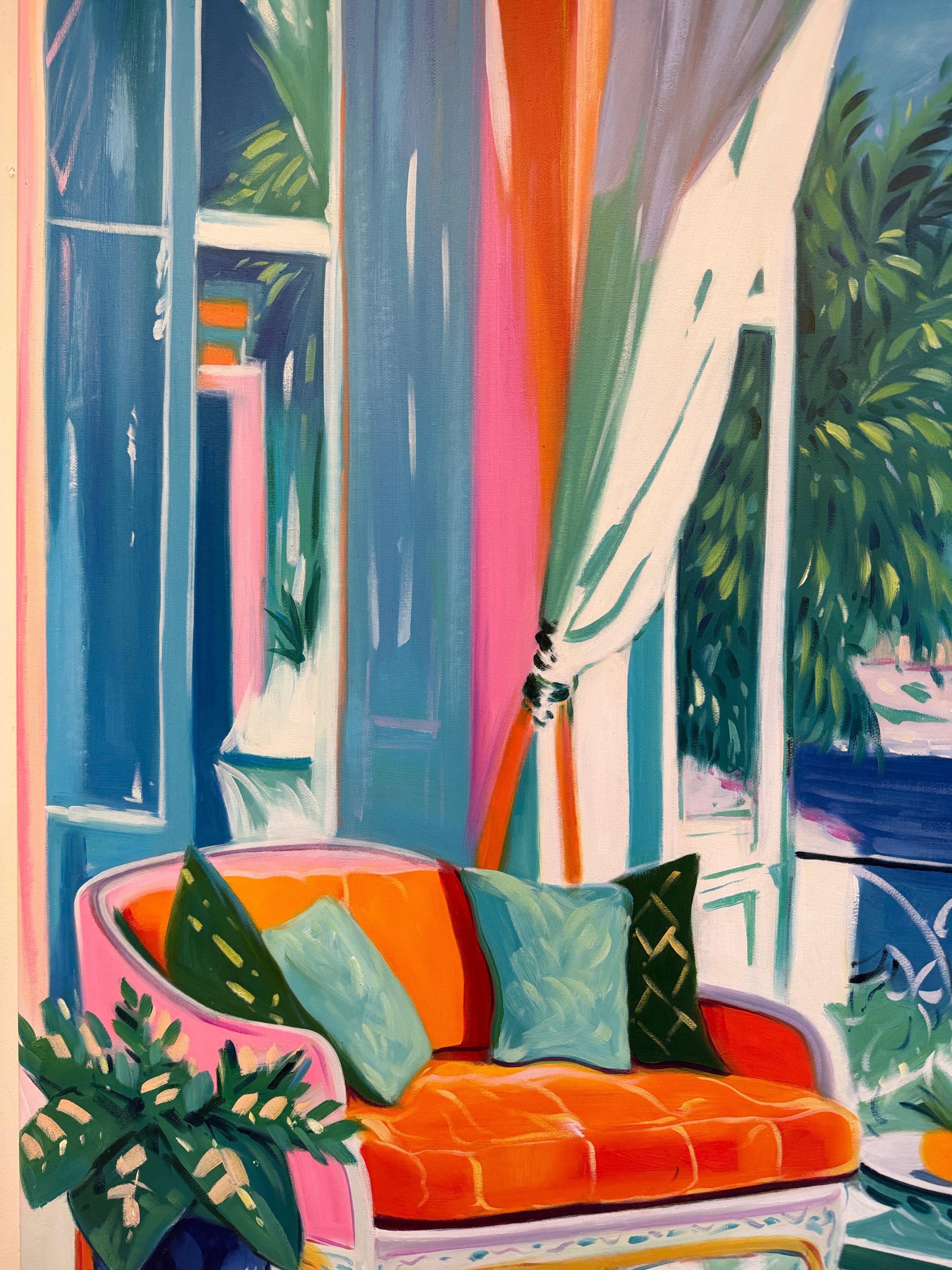 Tanz der sonnenbeschienenen Ufer - B.Schaumann Zeitgenössische Architekturmalerei im Angebot 7