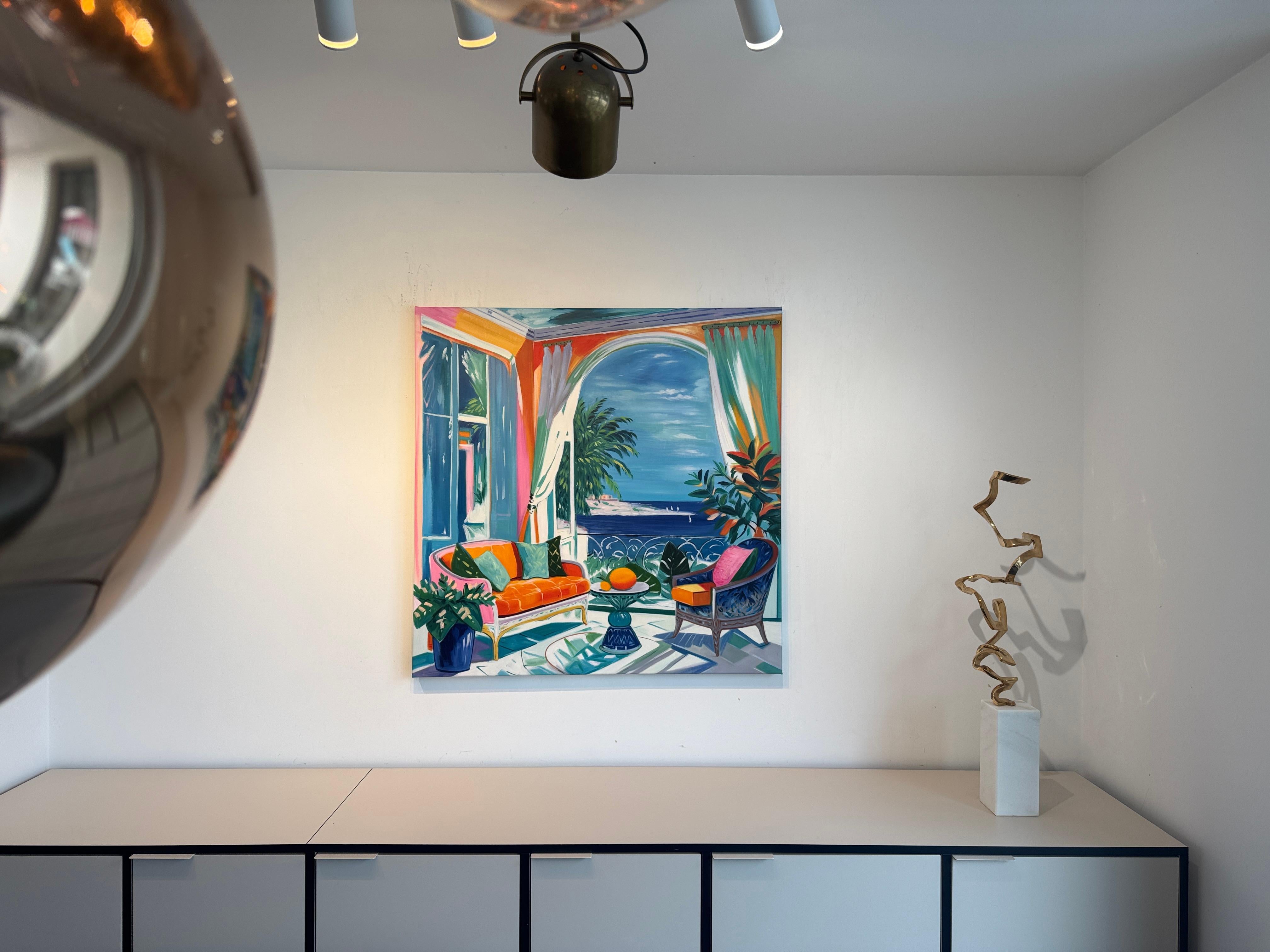 Tanz der sonnenbeschienenen Ufer - B.Schaumann Zeitgenössische Architekturmalerei im Angebot 8