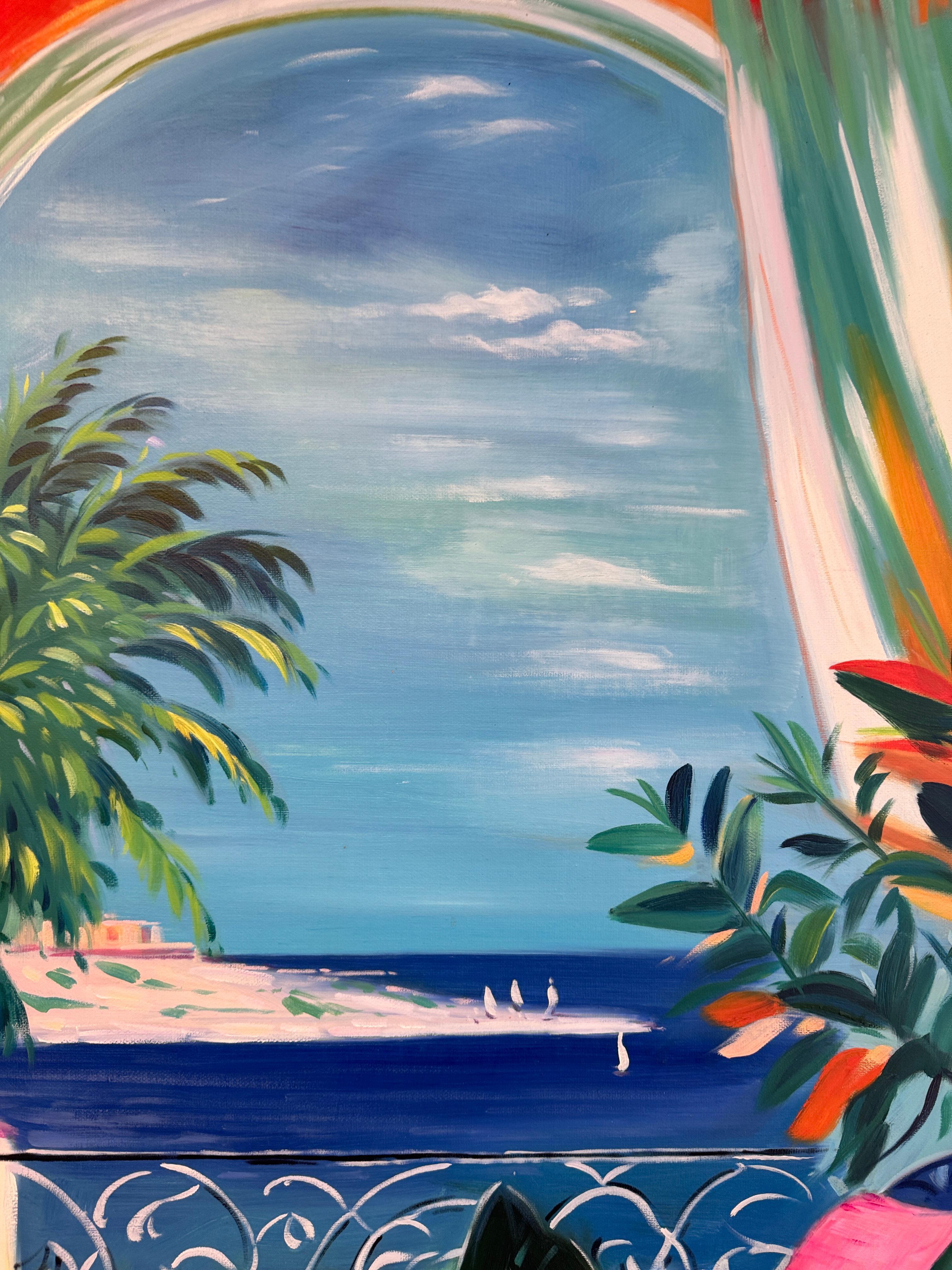 Tanz der sonnenbeschienenen Ufer - B.Schaumann Zeitgenössische Architekturmalerei im Angebot 9