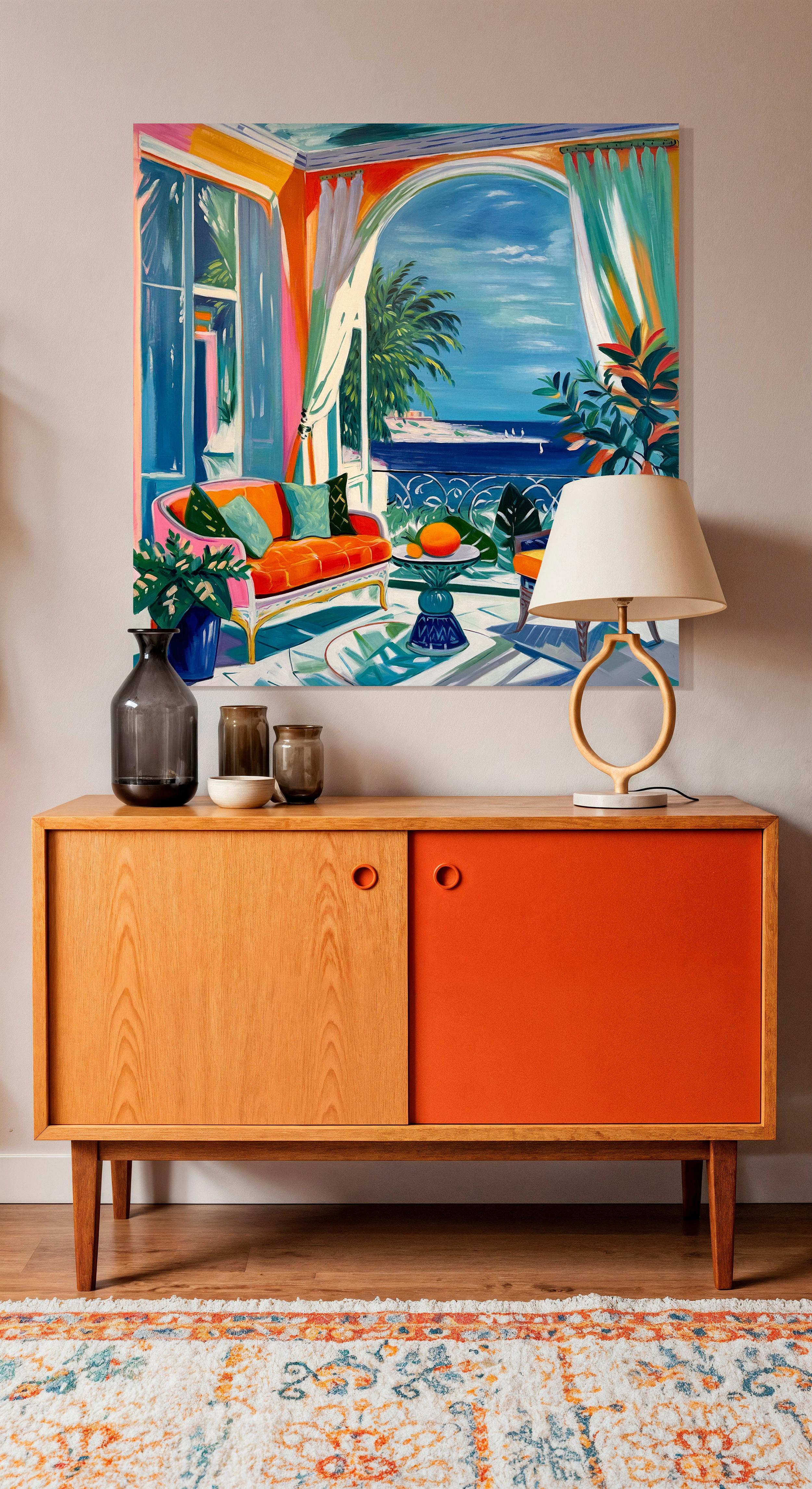 Tanz der sonnenbeschienenen Ufer - B.Schaumann Zeitgenössische Architekturmalerei im Angebot 10