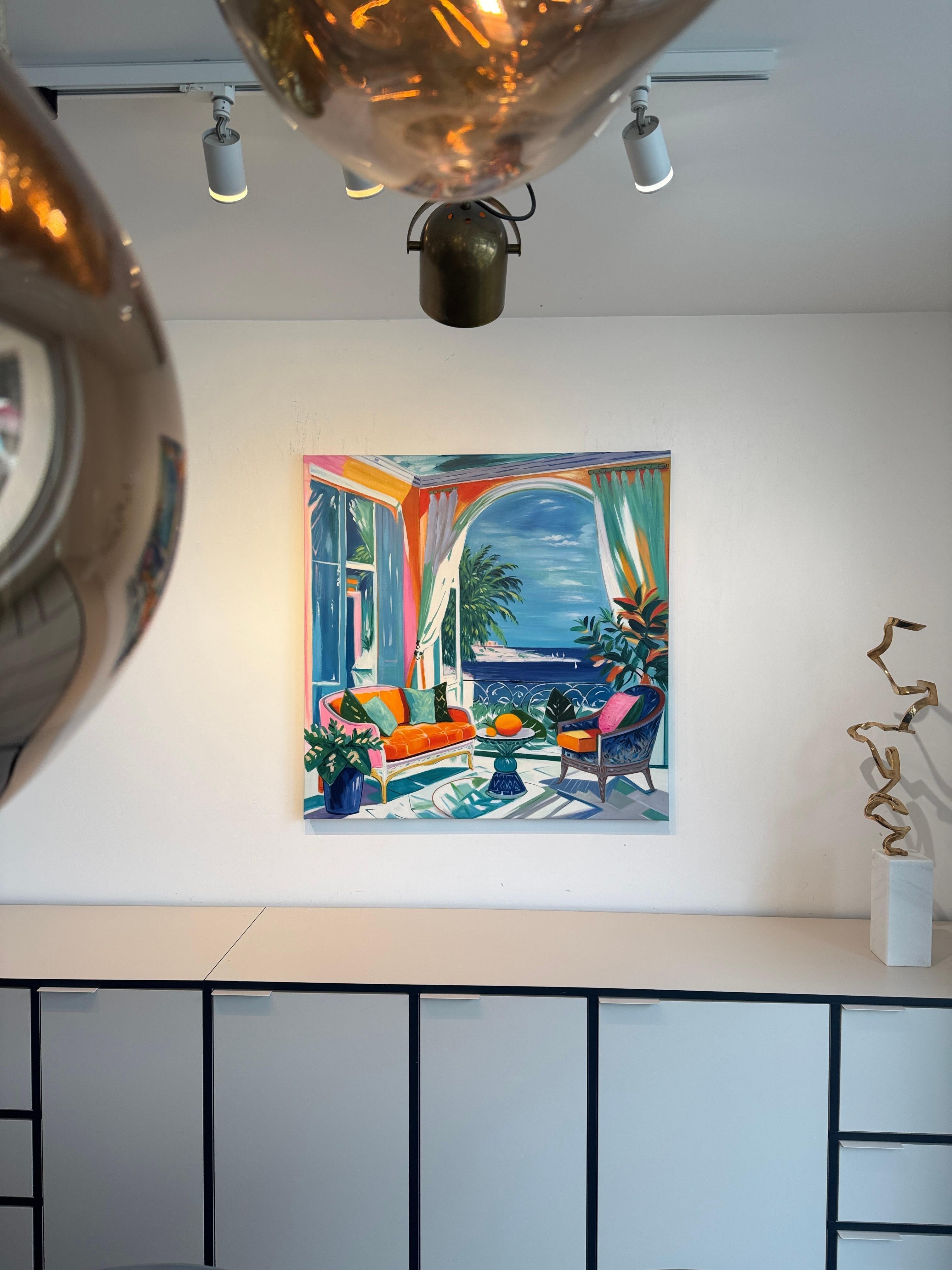 Tanz der sonnenbeschienenen Ufer - B.Schaumann Zeitgenössische Architekturmalerei im Angebot 1