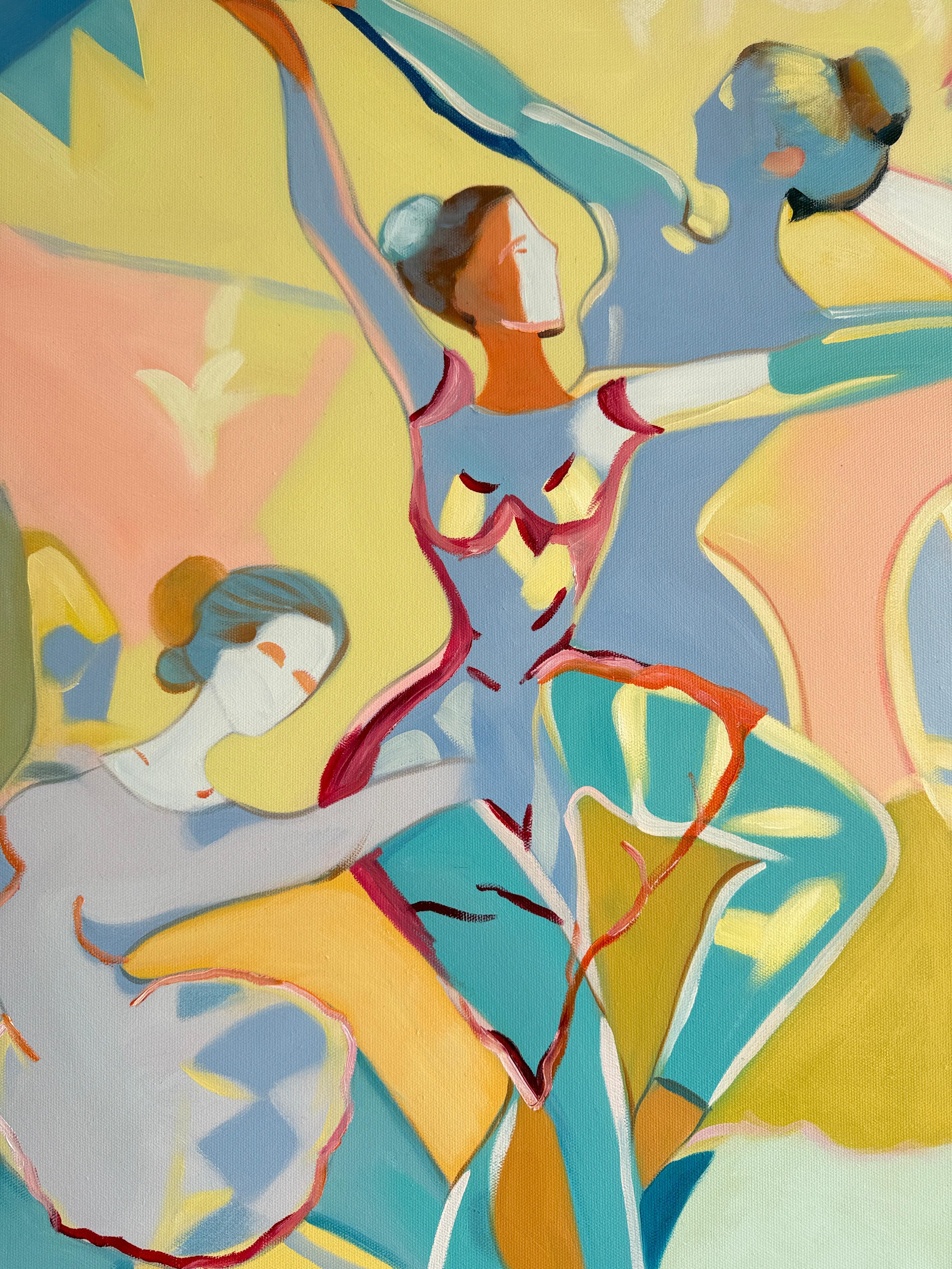 Danzas del corazón de B.Schaumann Bailarinas contemporáneas Pintura - Figurative Painting Beige de Barbara Schaumann