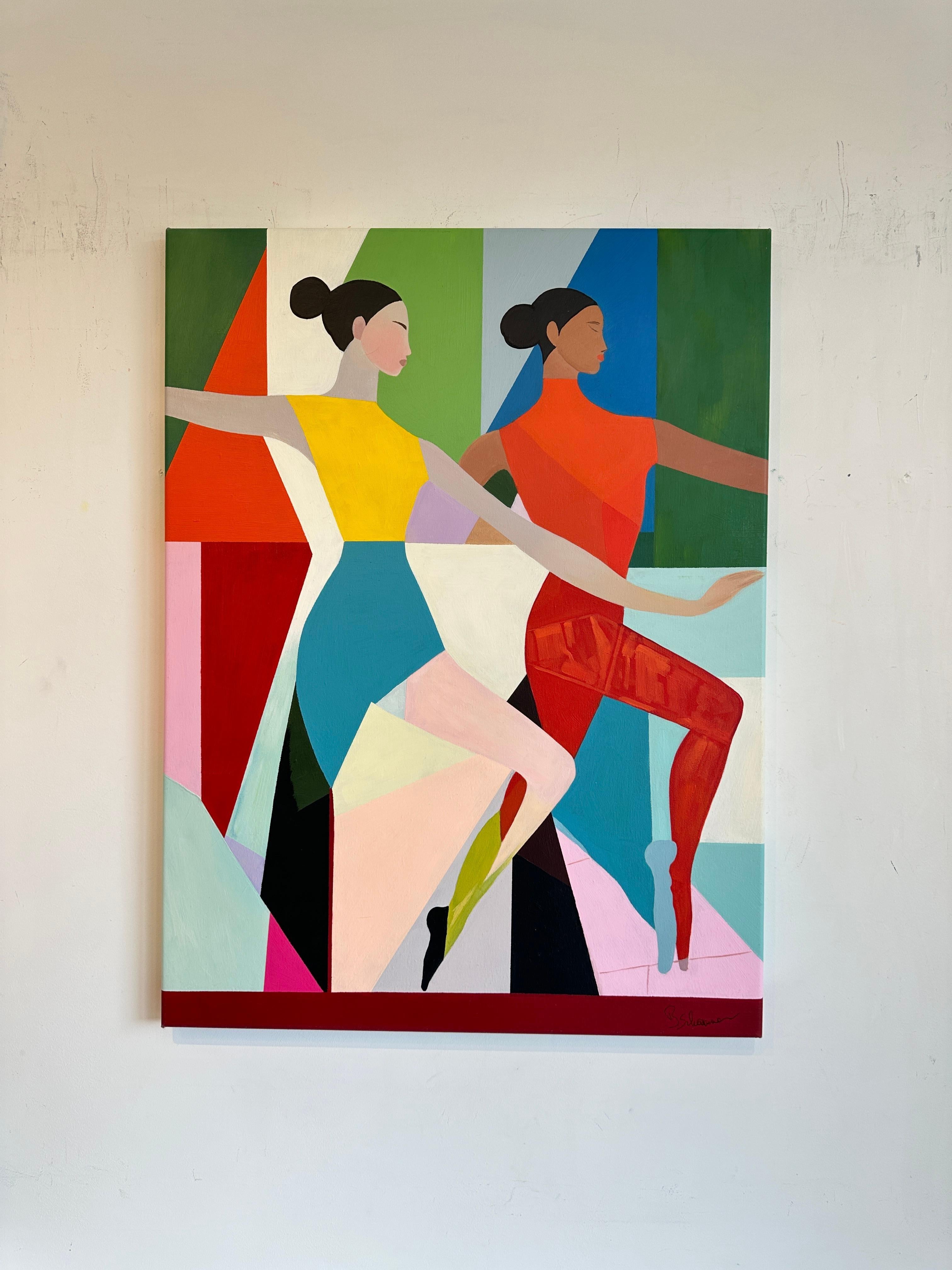 Danza in tandem di Barbara Schaumann - Pittura cubista astratta contemporanea in vendita 4