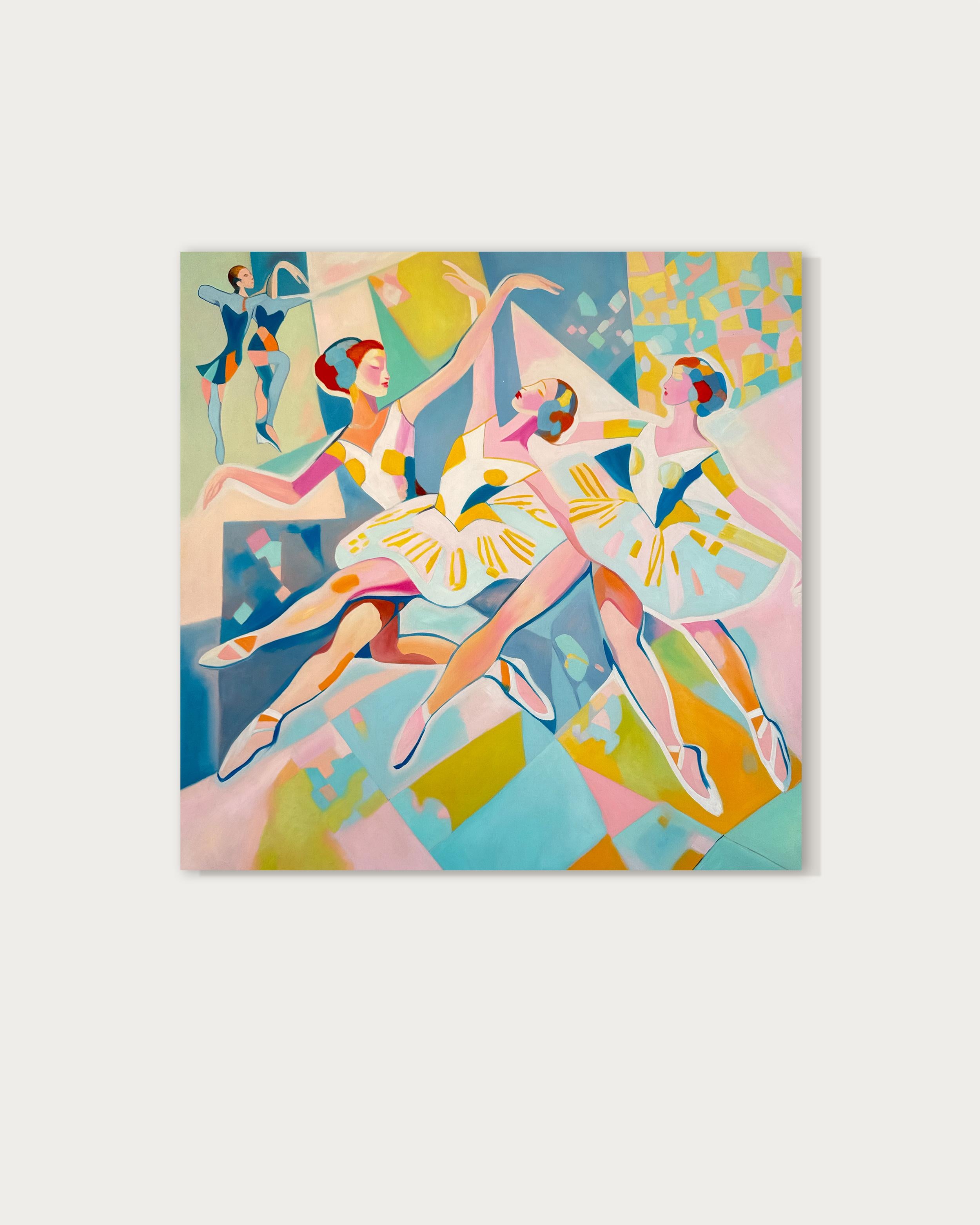 Dancing into your heart by B.Schaumann Contemporary Ballet Dancers Painting - Beige Abstract Painting by Barbara Schaumann