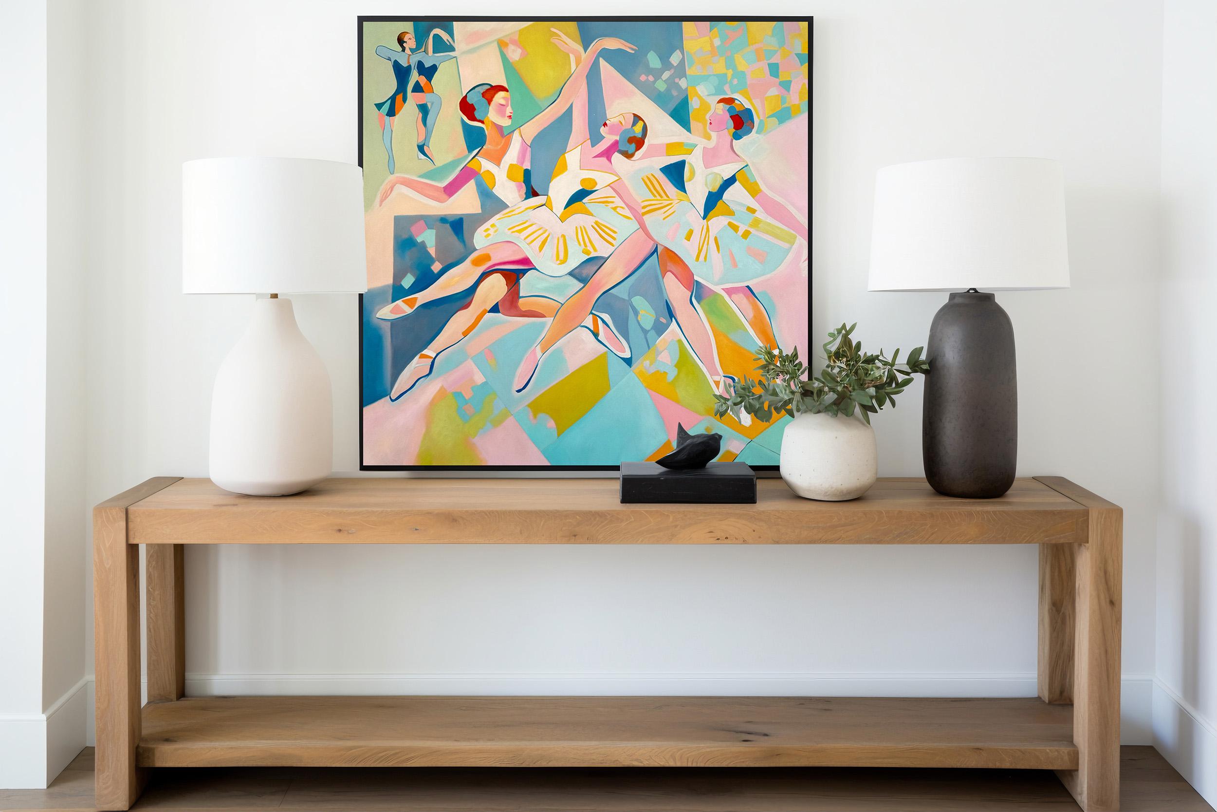 Barber Schaumann is a contemporary artist known for her vibrant, abstract interpretations of the female form. Her work combines bold colors with modern, geometric shapes, blending elements of cubism and abstraction. Schaumann's pieces celebrate the