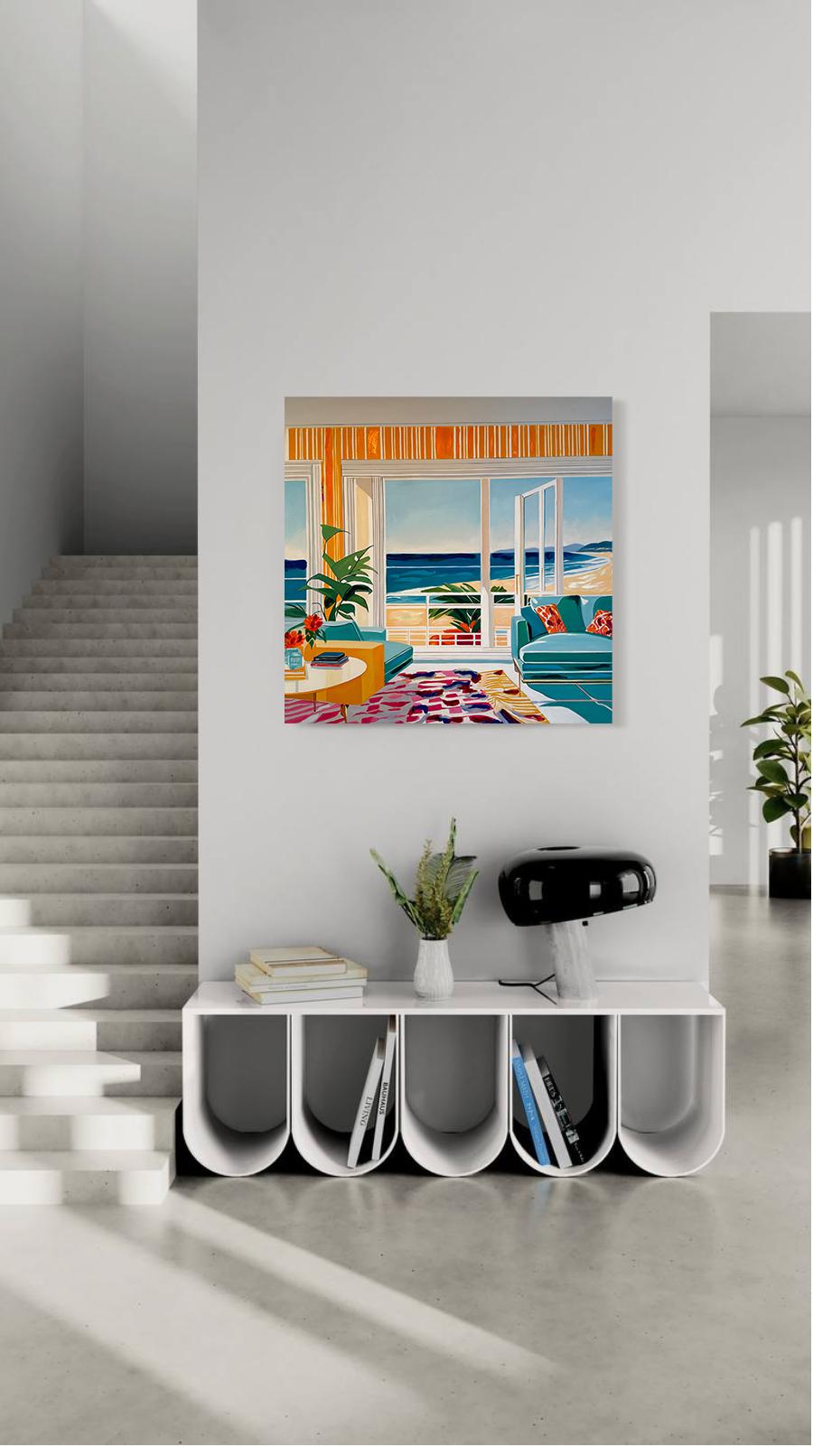 Träume von der Küste - B.Schaumann Zeitgenössische Architekturmalerei im Angebot 4