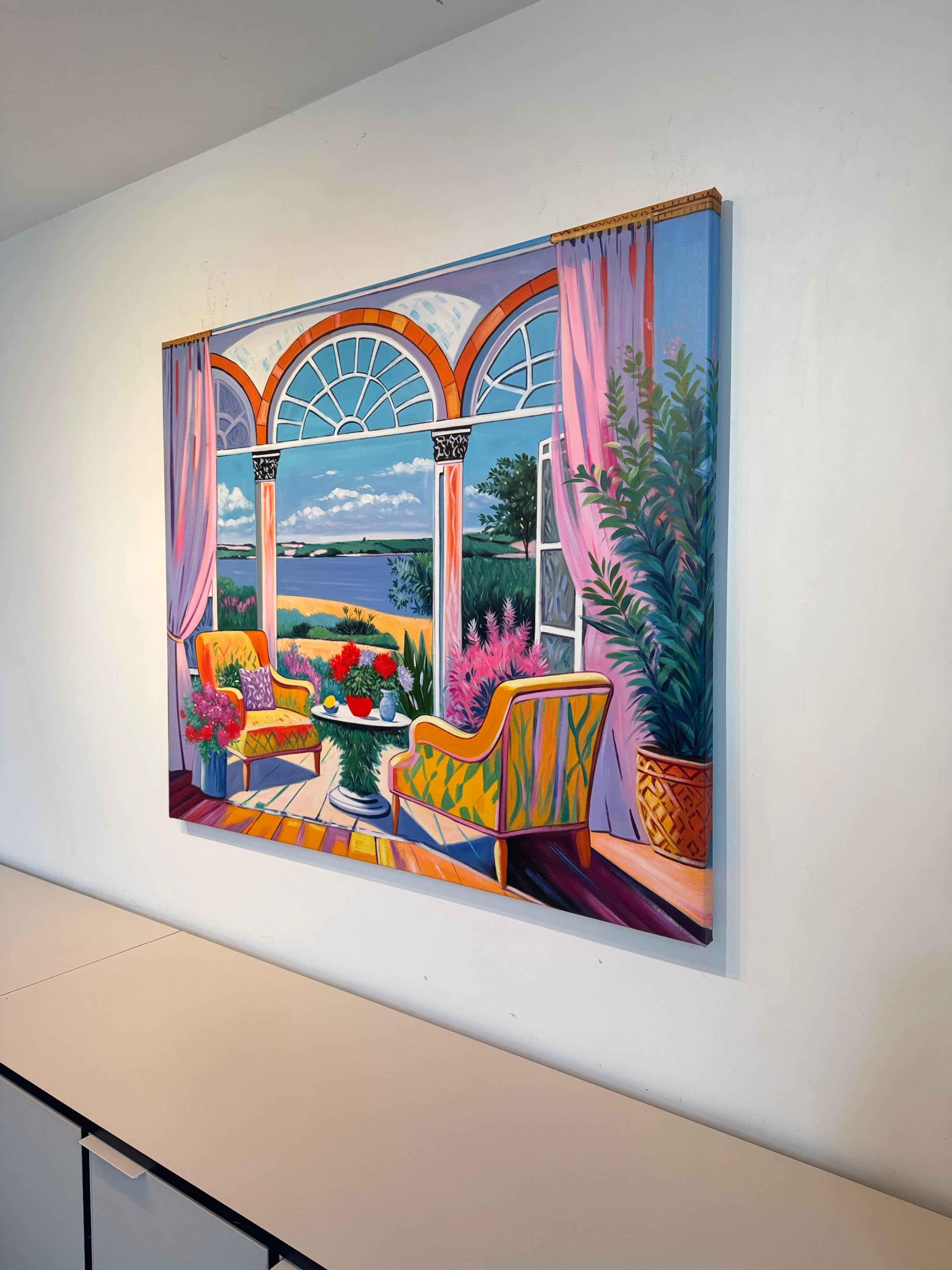 Echos eines Sommergesprächs- B.Schaumann Zeitgenössische Architekturmalerei im Angebot 7