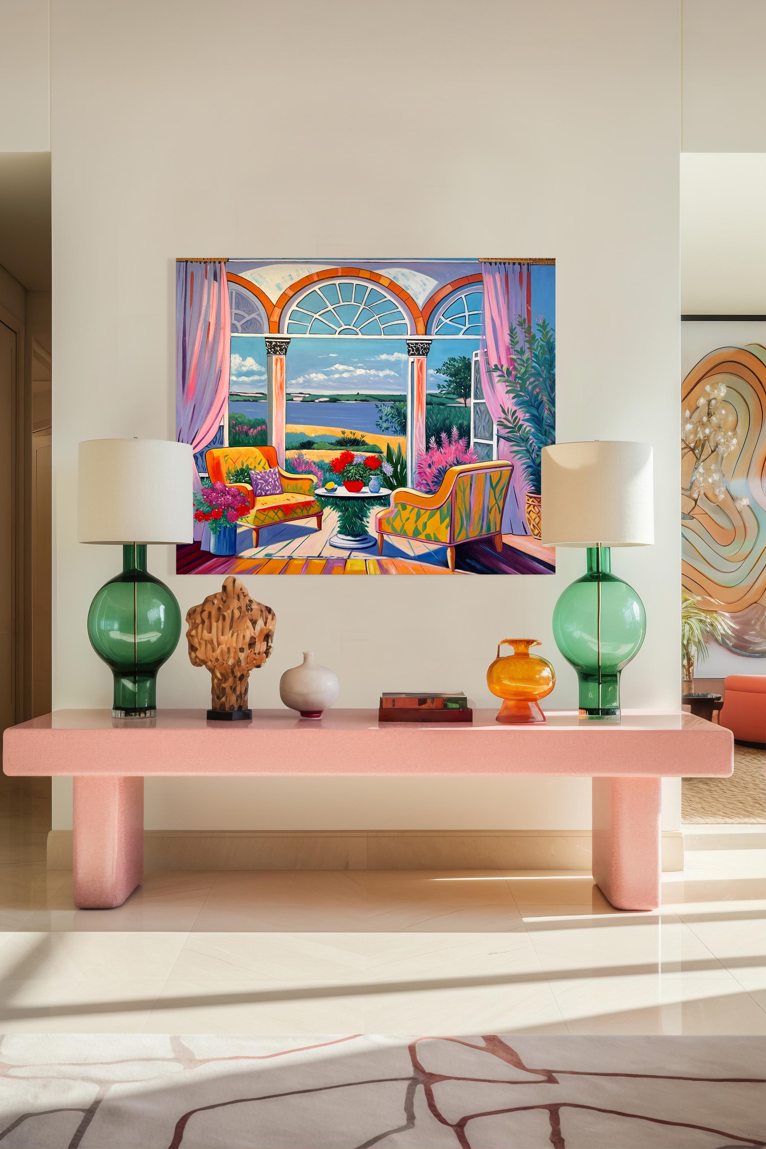 Echos eines Sommergesprächs- B.Schaumann Zeitgenössische Architekturmalerei im Angebot 10