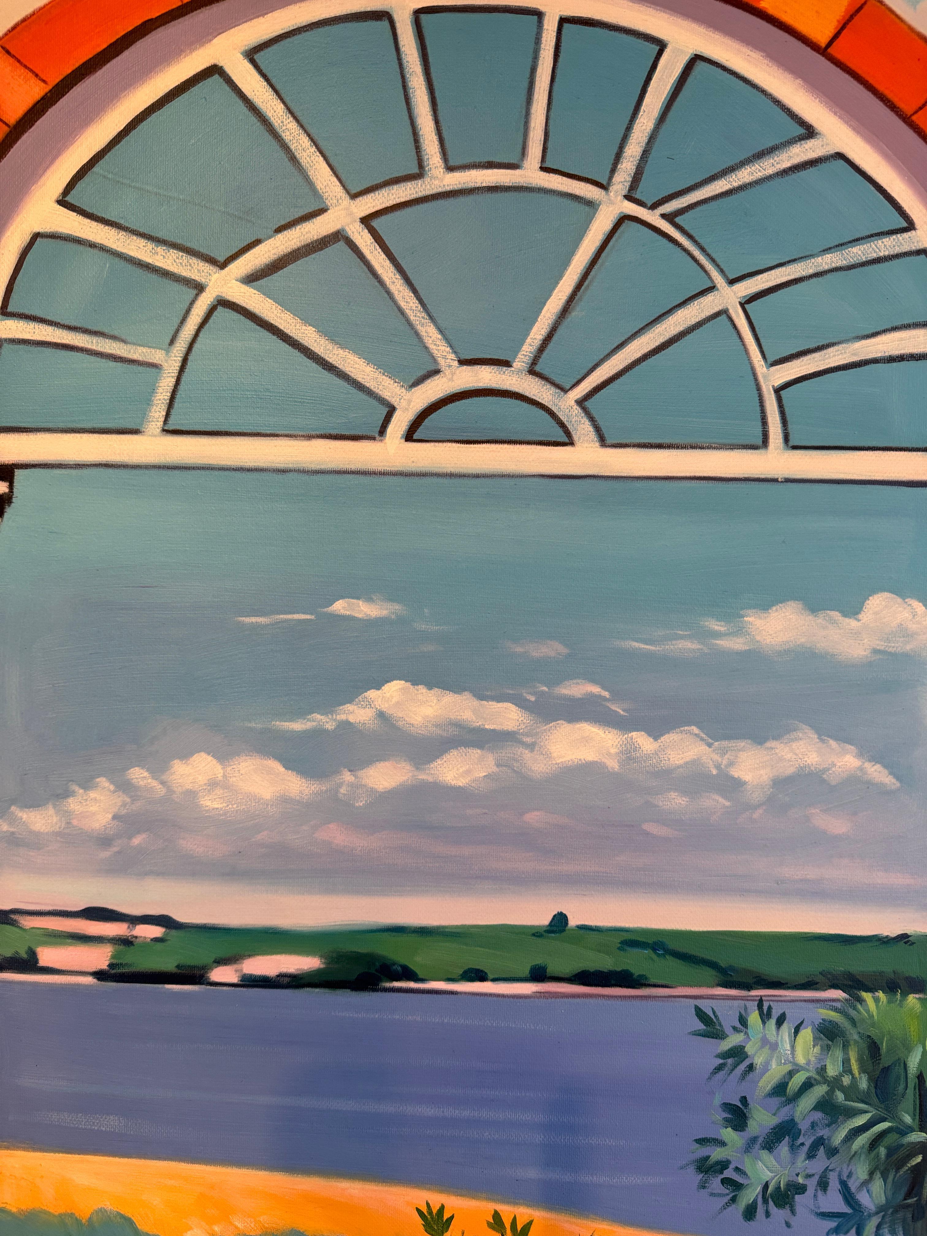 Echos eines Sommergesprächs- B.Schaumann Zeitgenössische Architekturmalerei im Angebot 1