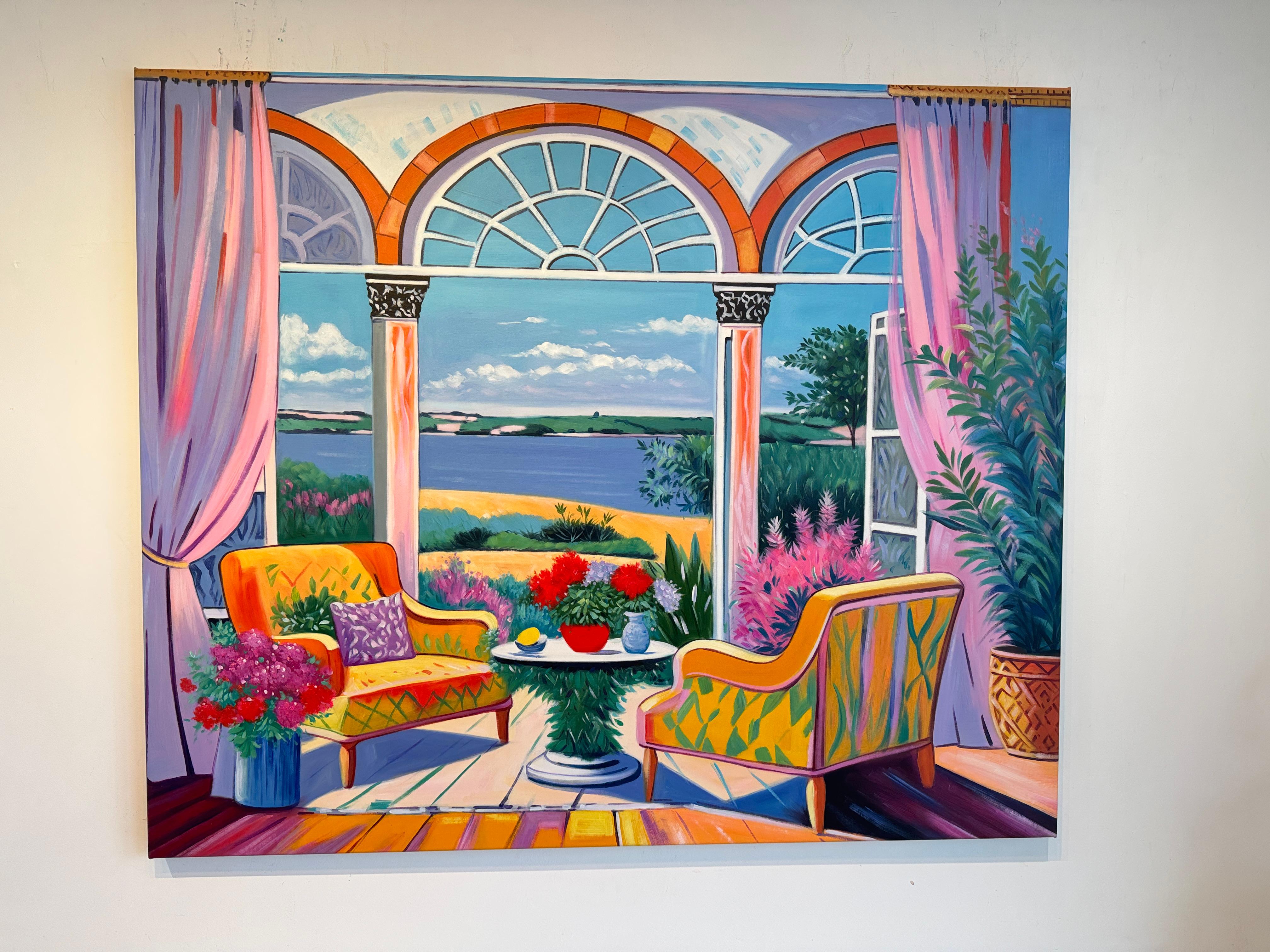 Echos eines Sommergesprächs- B.Schaumann Zeitgenössische Architekturmalerei im Angebot 2